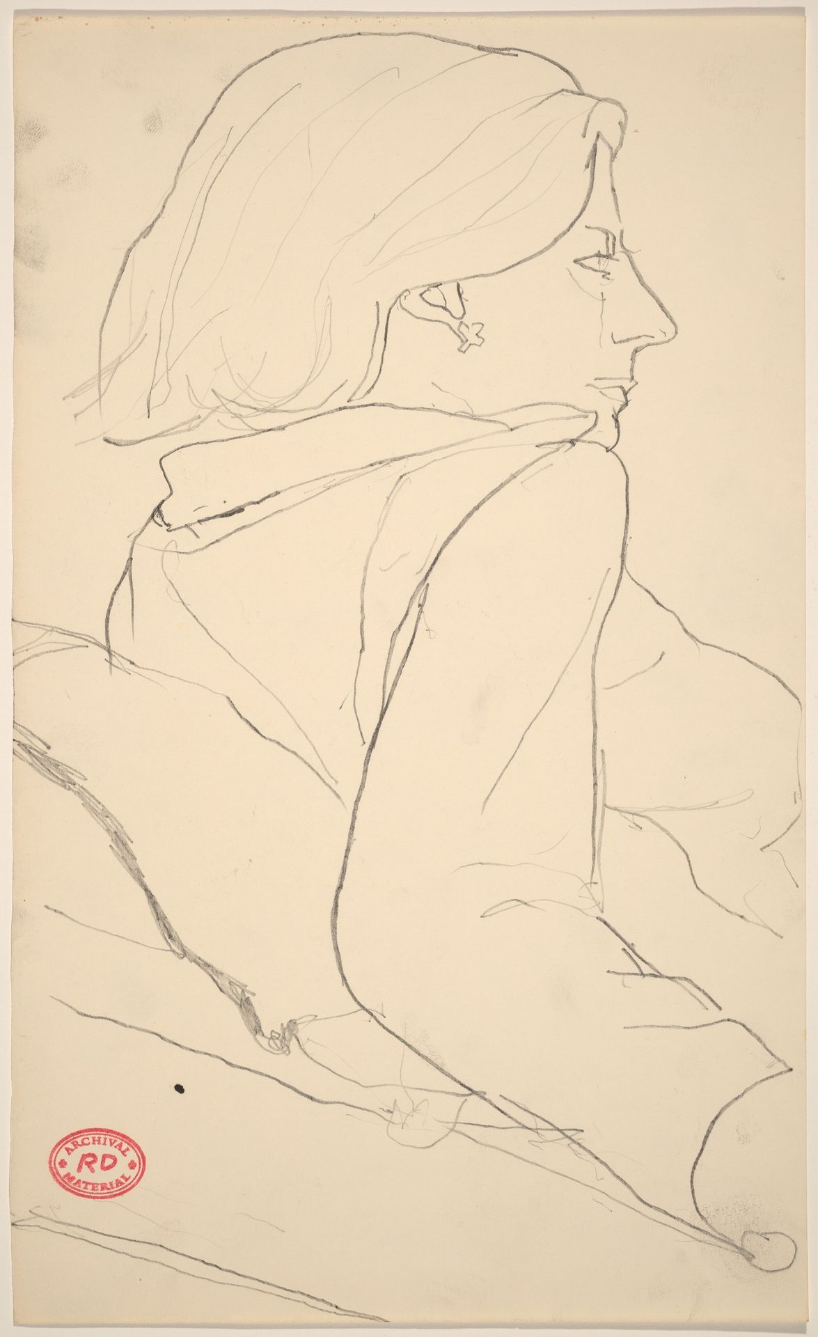 Untitled [study of a woman with an earring facing right] by Richard Diebenkorn