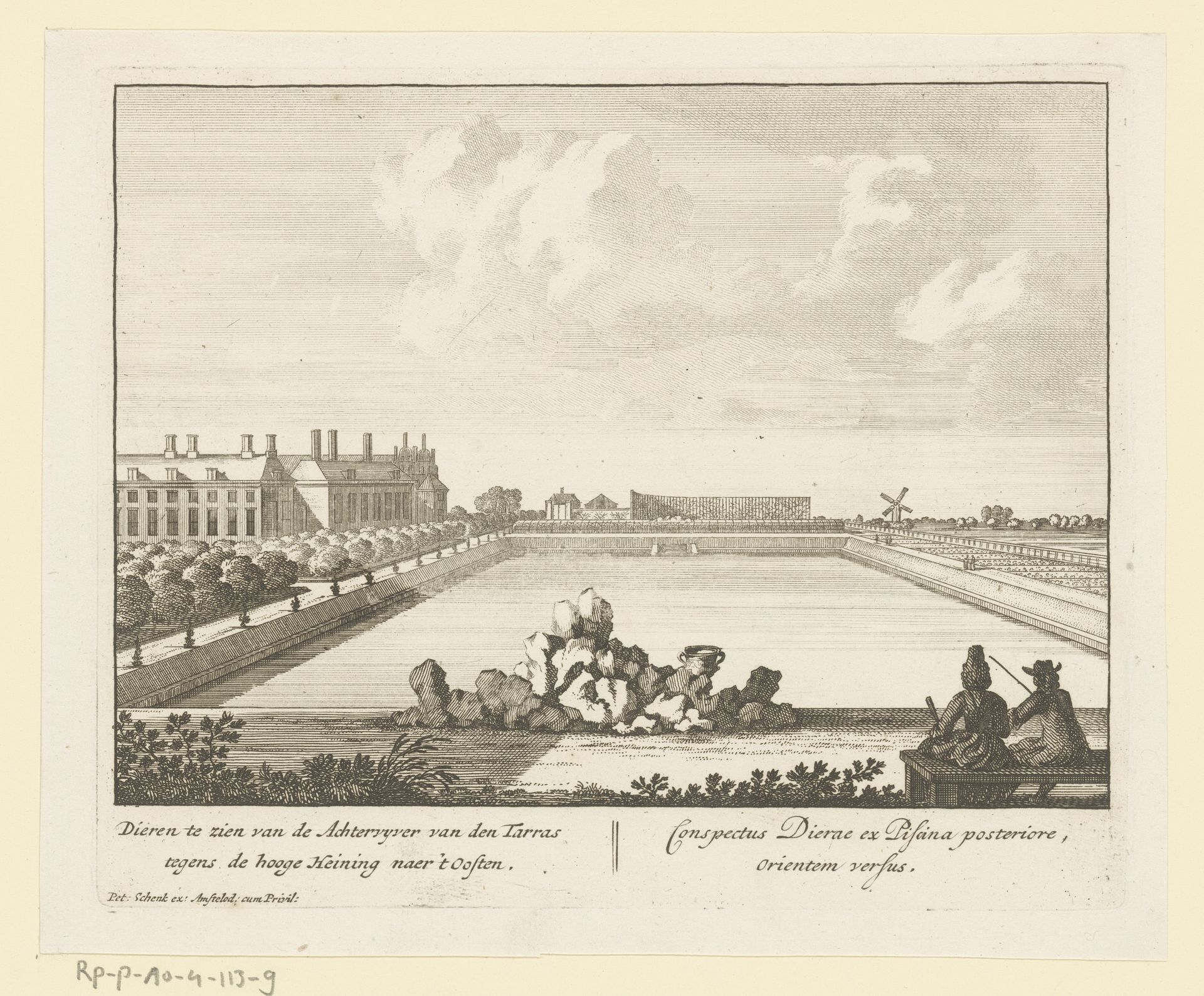 Gezicht op het Hof te Dieren vanaf de achtervijver by Pieter Schenk