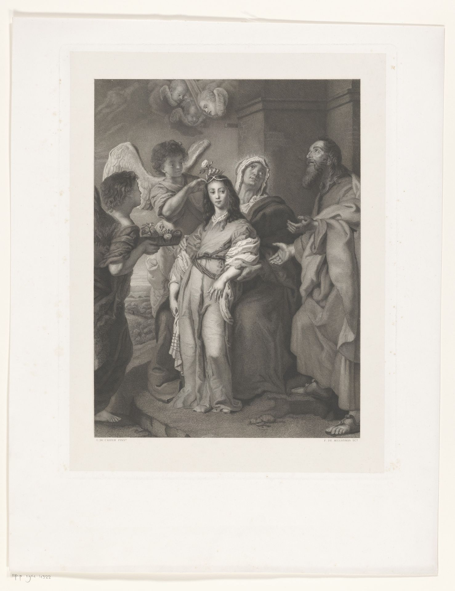 Maria als jonge vrouw, door engelen getooid in het bijzijn van Joachim en Anna by François de Meersman