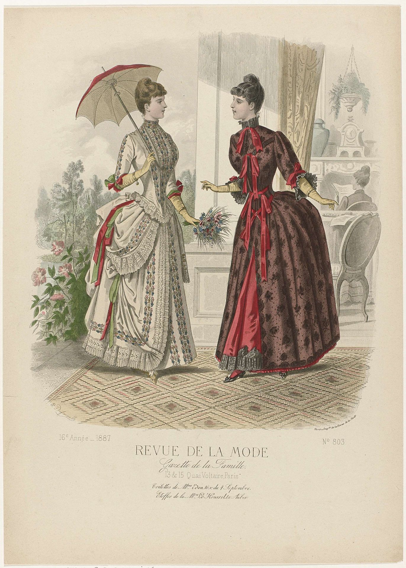 Revue de la Mode, Gazette de la Famille, dimanche 22 mai 1887, 16e Année, No. 803: Toilettes de Mme Edon (...) by P. Deferneville
