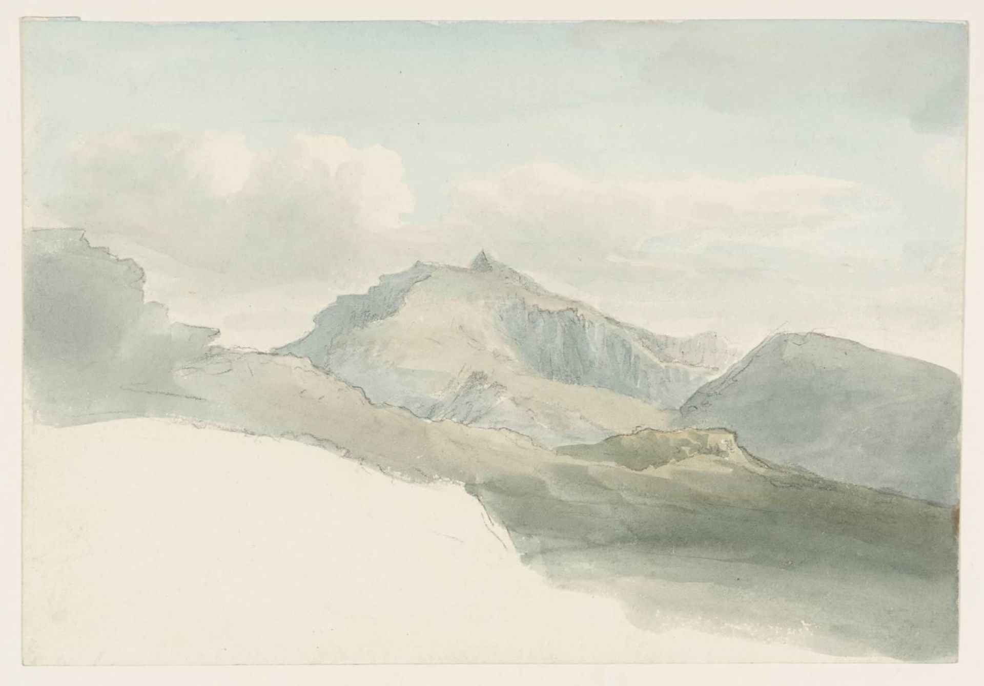 Snowdon on the Bangor Road about 7 Miles form Carnarvon. Verso: Sketch by Nicholas Pocock