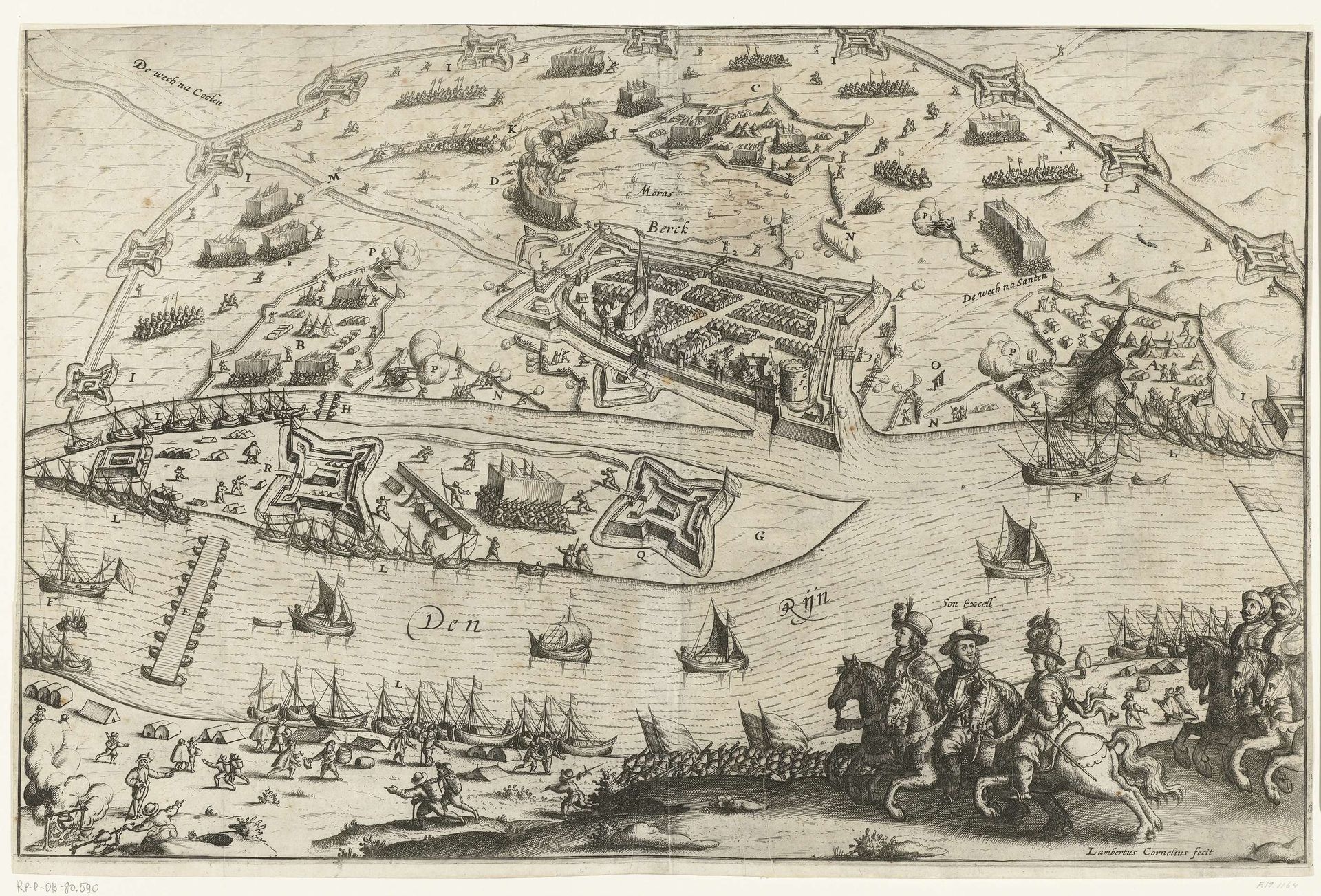 De laatste belegering van Rheinberg door Maurits, 1601 by Lambert Cornelisz