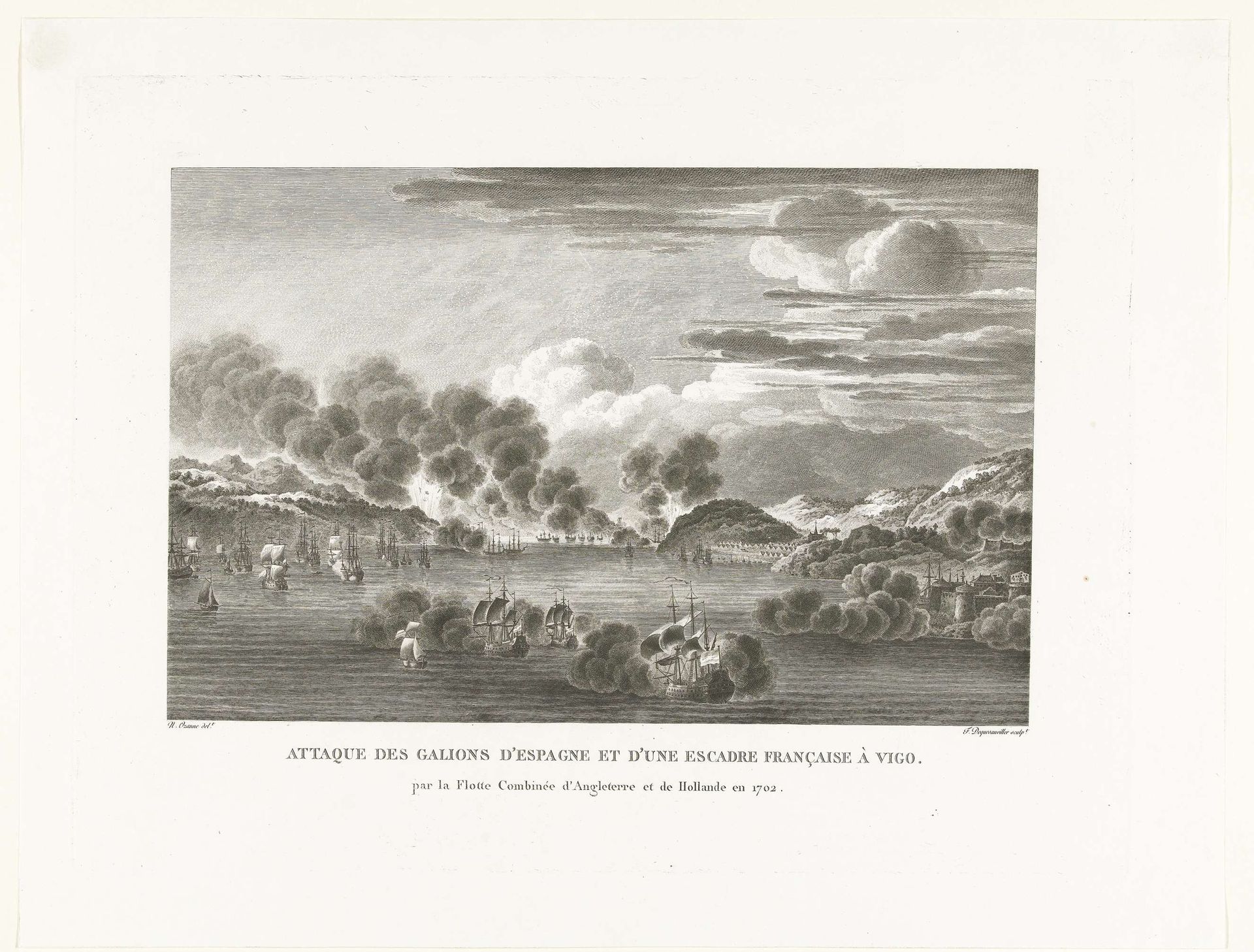 Verovering van de Spaanse Zilvervloot in de baai van Vigo, 1702 by François Jacques Dequevauviller