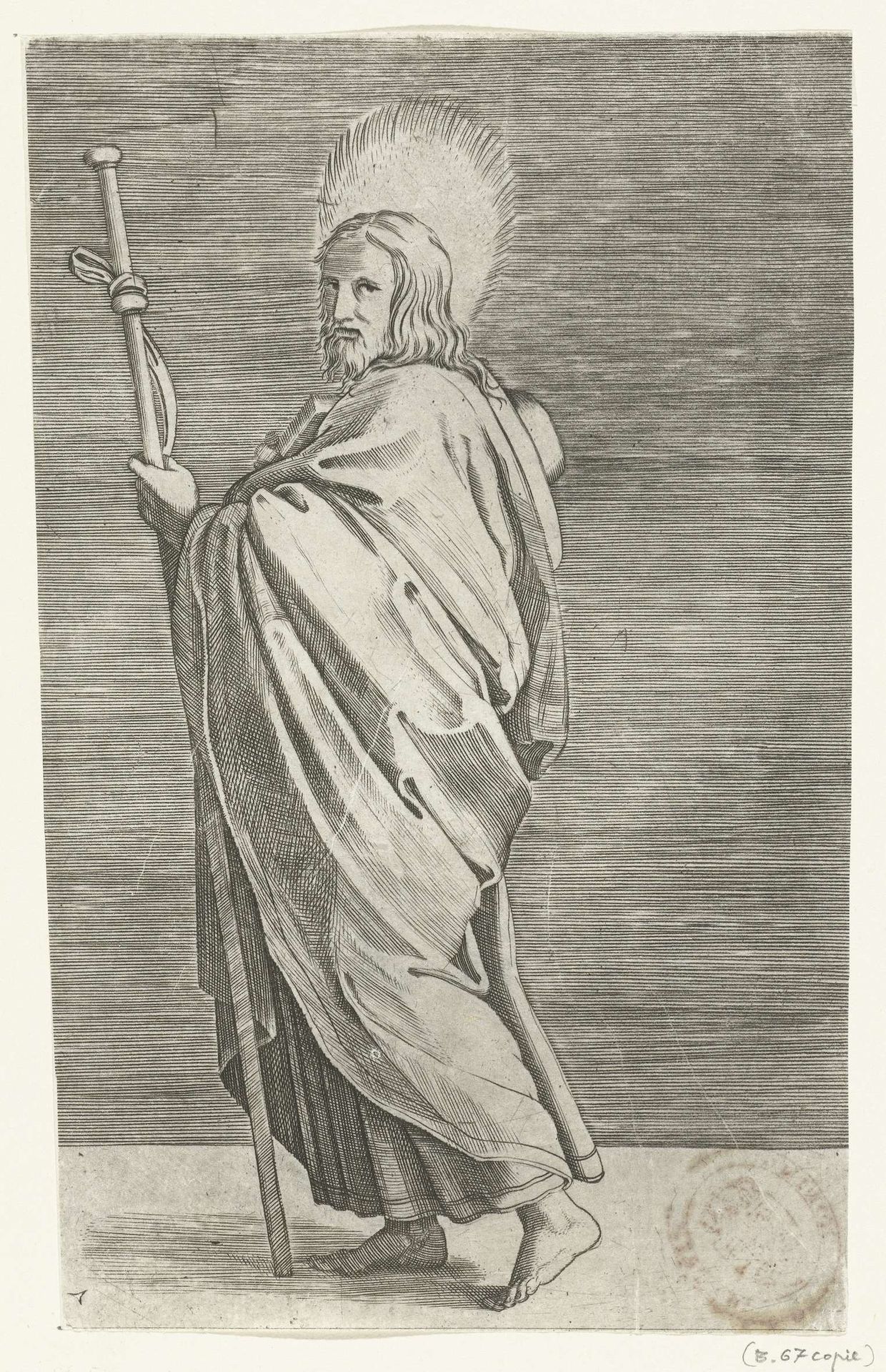 Apostel Jakobus de Meerdere (Major) met pelgrimshoed en pelgrimsstaf by Marco Dente