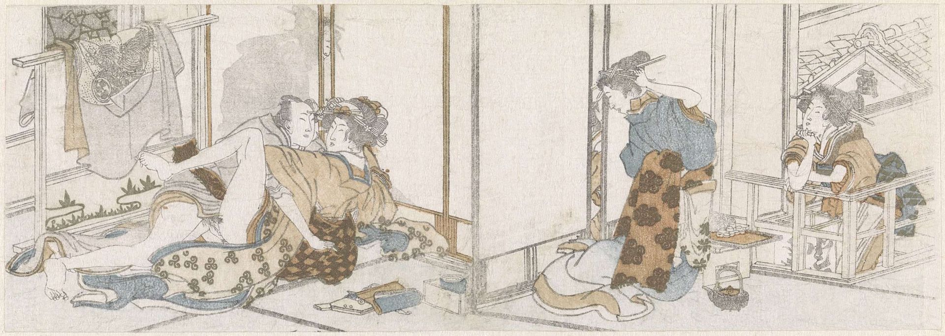 Liefdespaar bespied by Katsushika Hokusai
