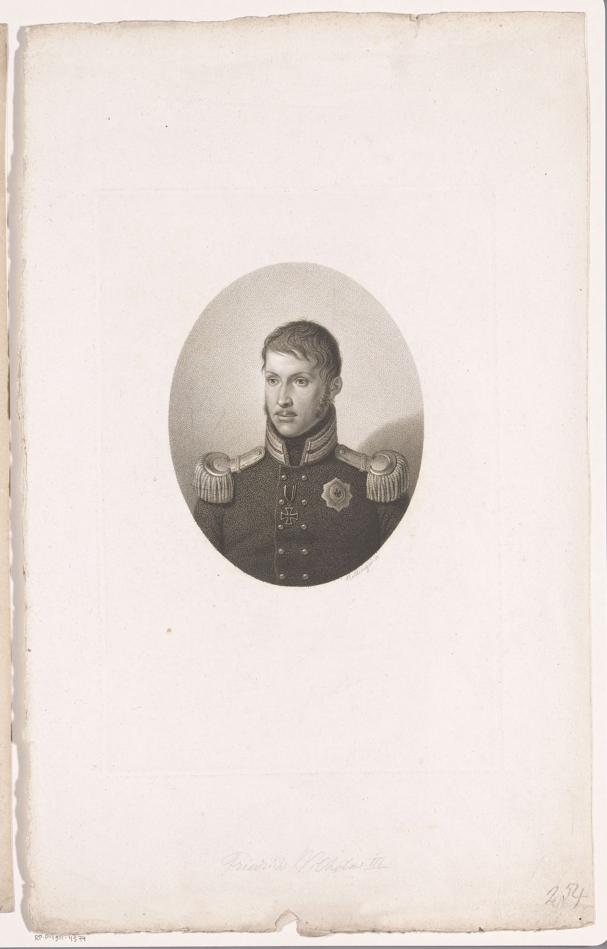 Portret van Friedrich Wilhelm III, koning van Pruisen by Friedrich Wilhelm Bollinger