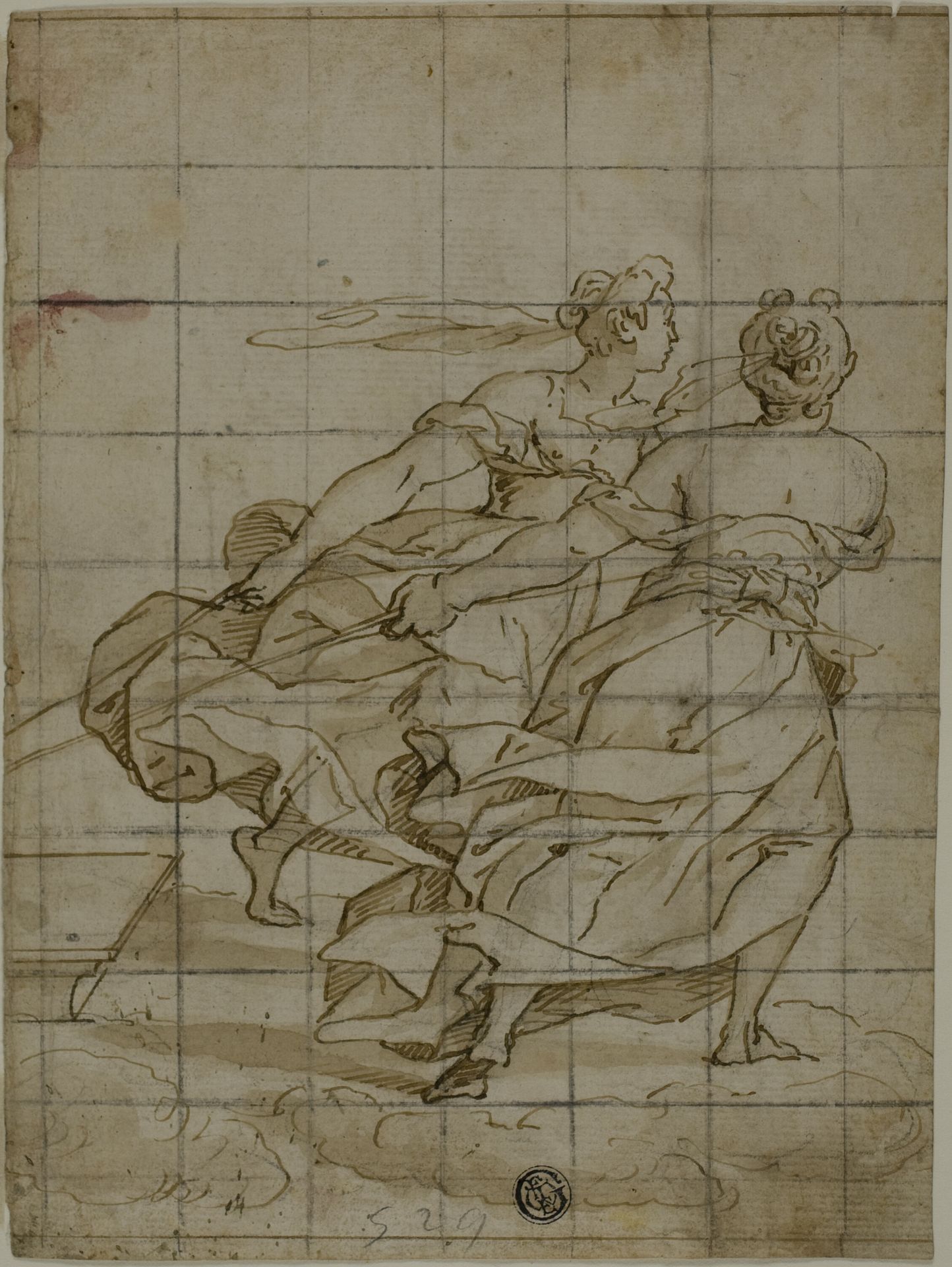 Two Women on Clouds, Pulling a Load by Lazzaro Tavarone