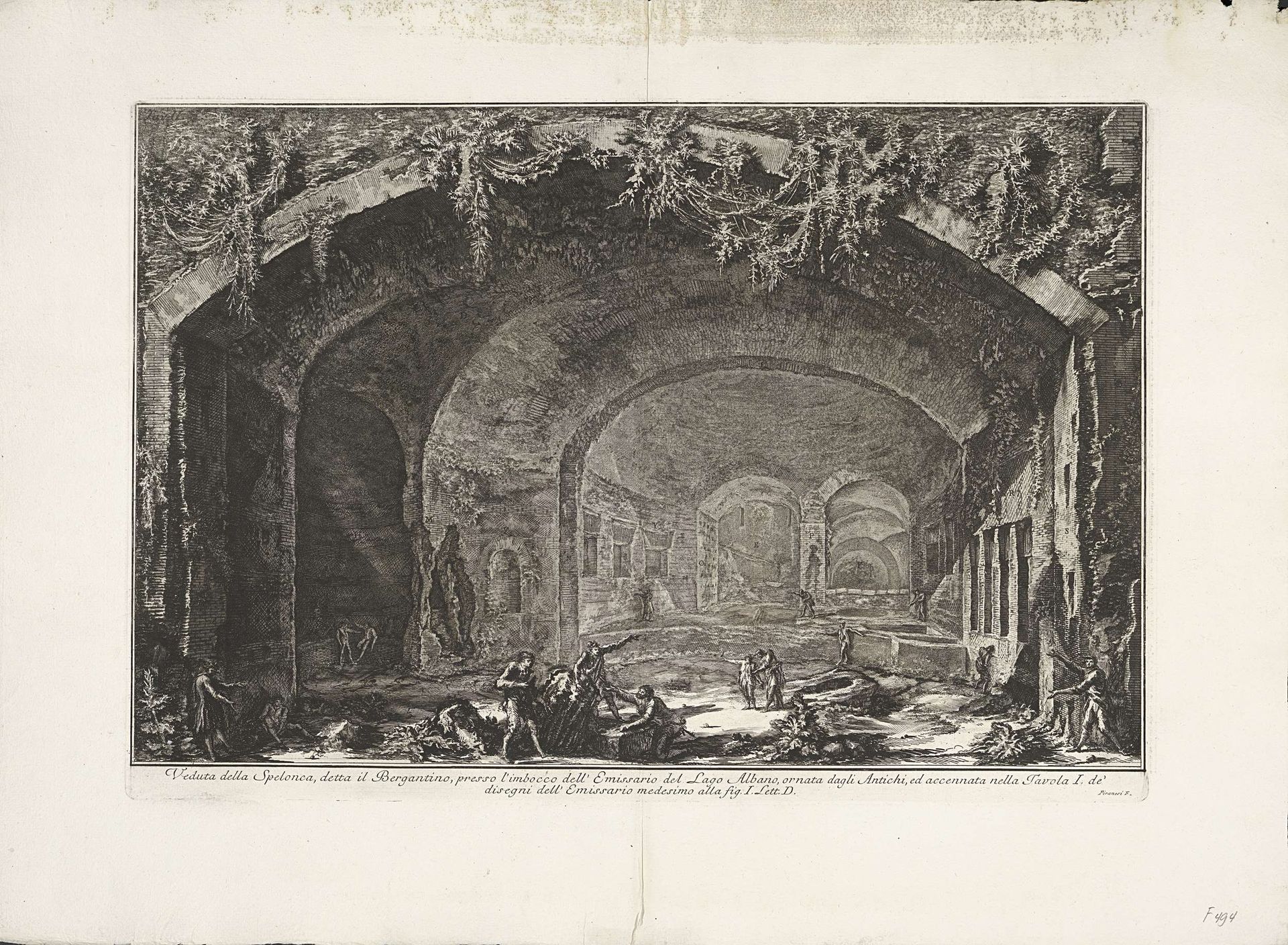 Grot genaamd 'Il Bergantino' bij Meer van Albano by Giovanni Battista Piranesi