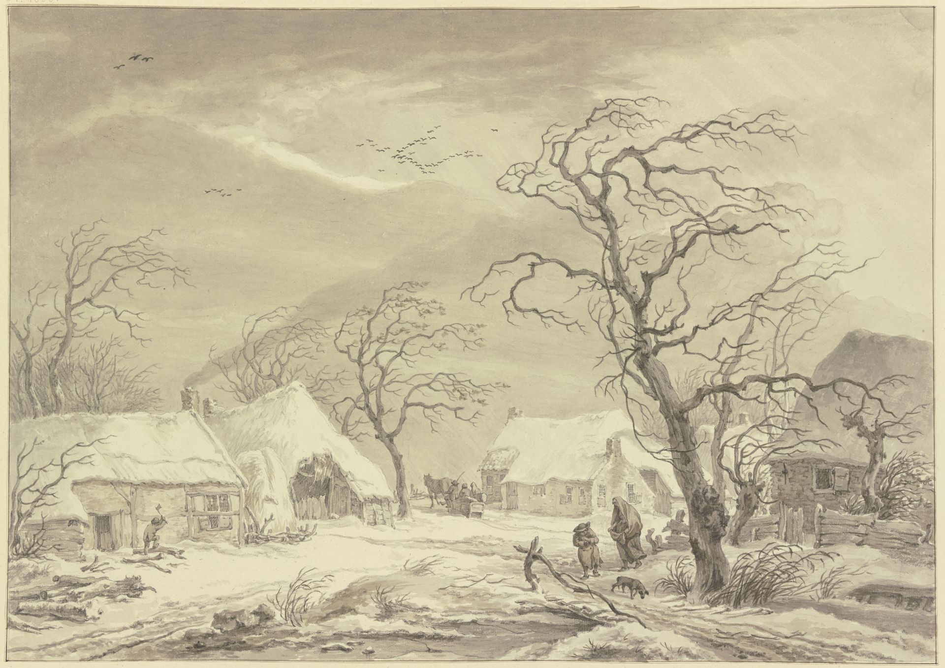 Village in the winter by Egbert van Drielst