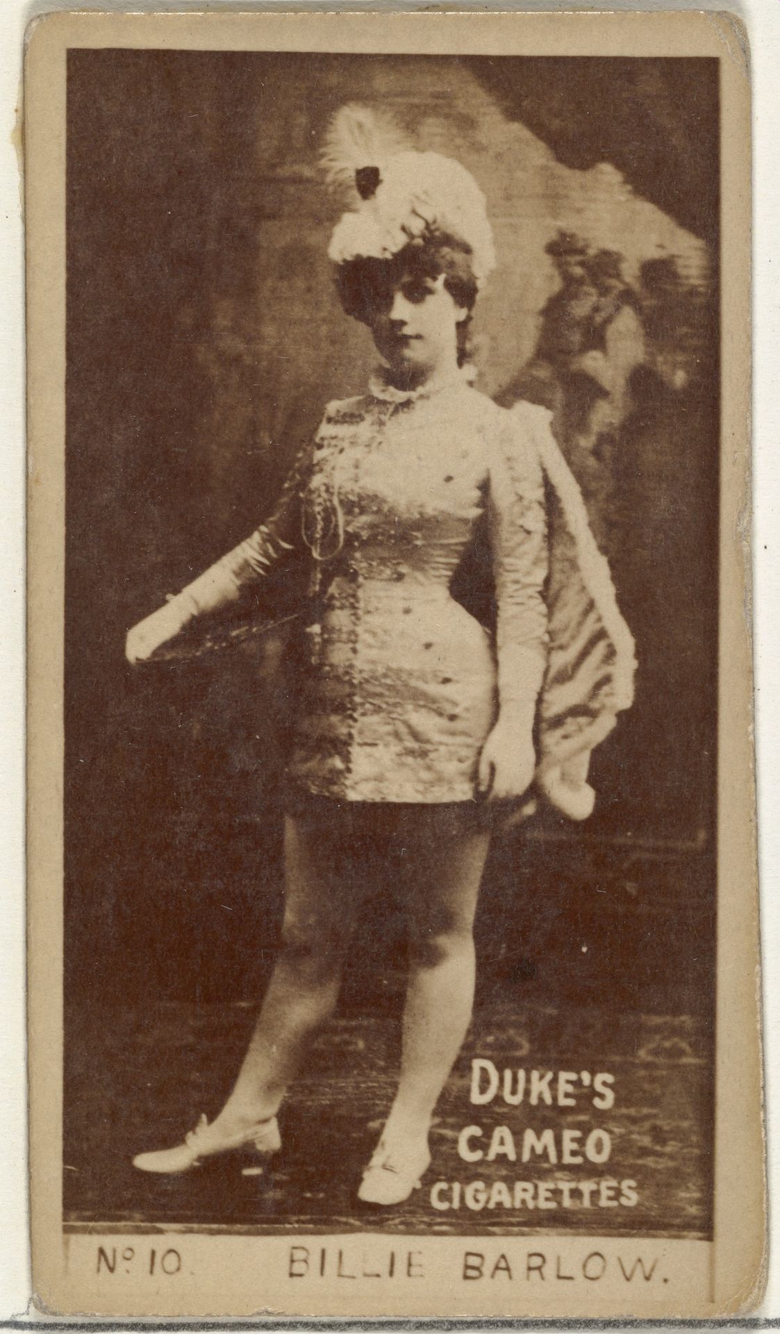 Card Number 10, Billie Barlow, from the Actors and Actresses series (N145-4) issued by Duke Sons & Co. to promote Cameo Cigarettes by W. Duke, Sons & Co.