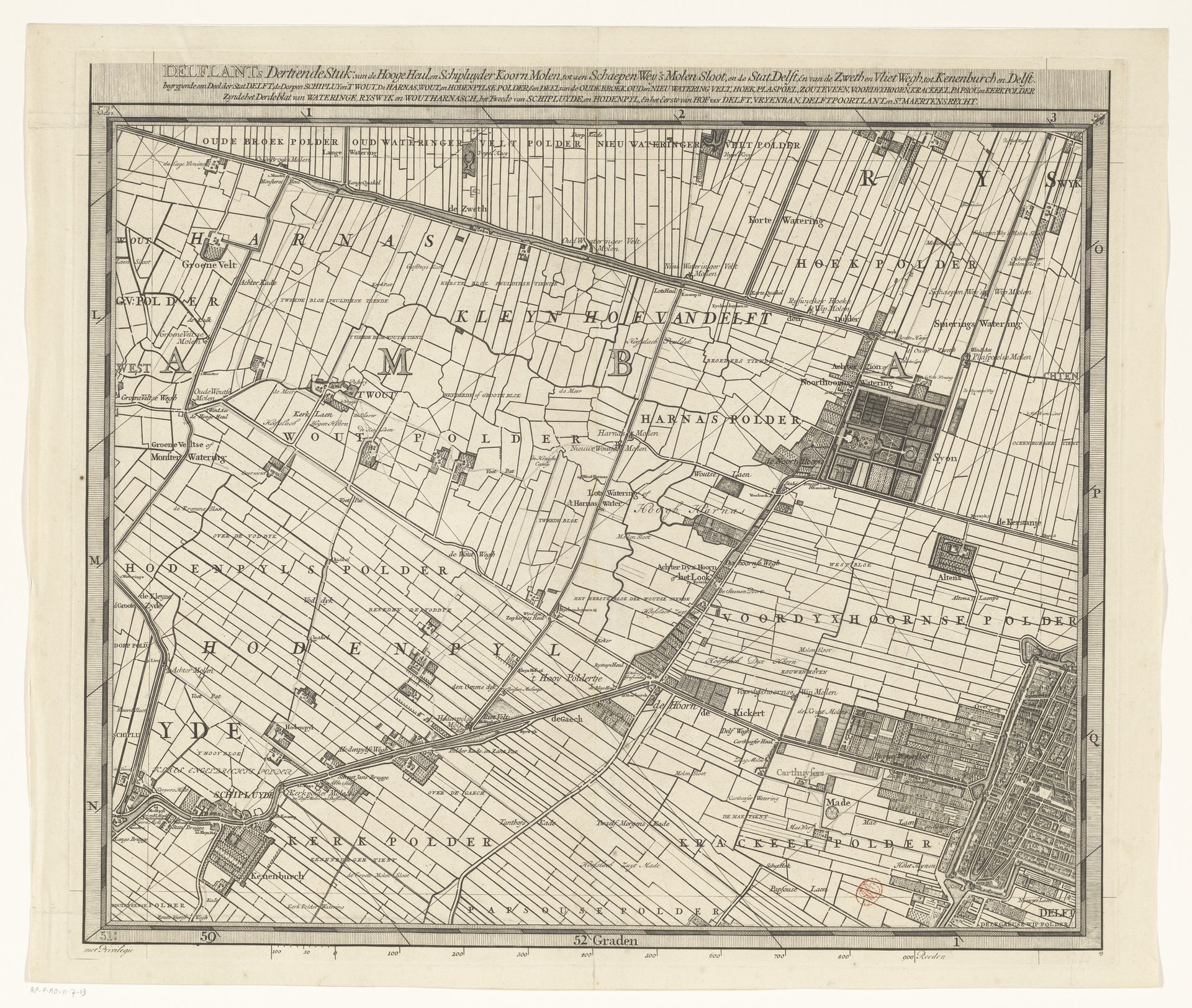 Kaart van het Hoogheemraadschap van Delfland (dertiende deel) by Luggert van Anse