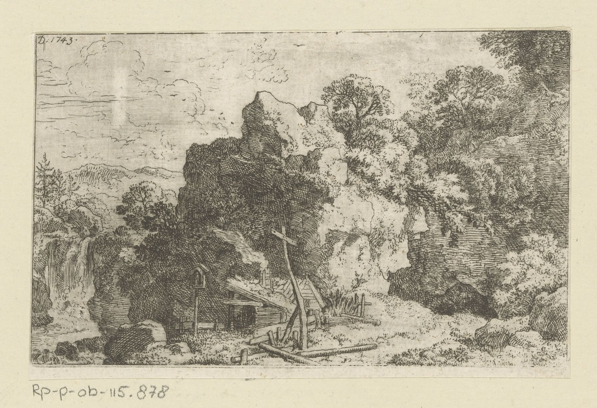 Landschap met kluizenaarswoning by Christian Wilhelm Ernst Dietrich