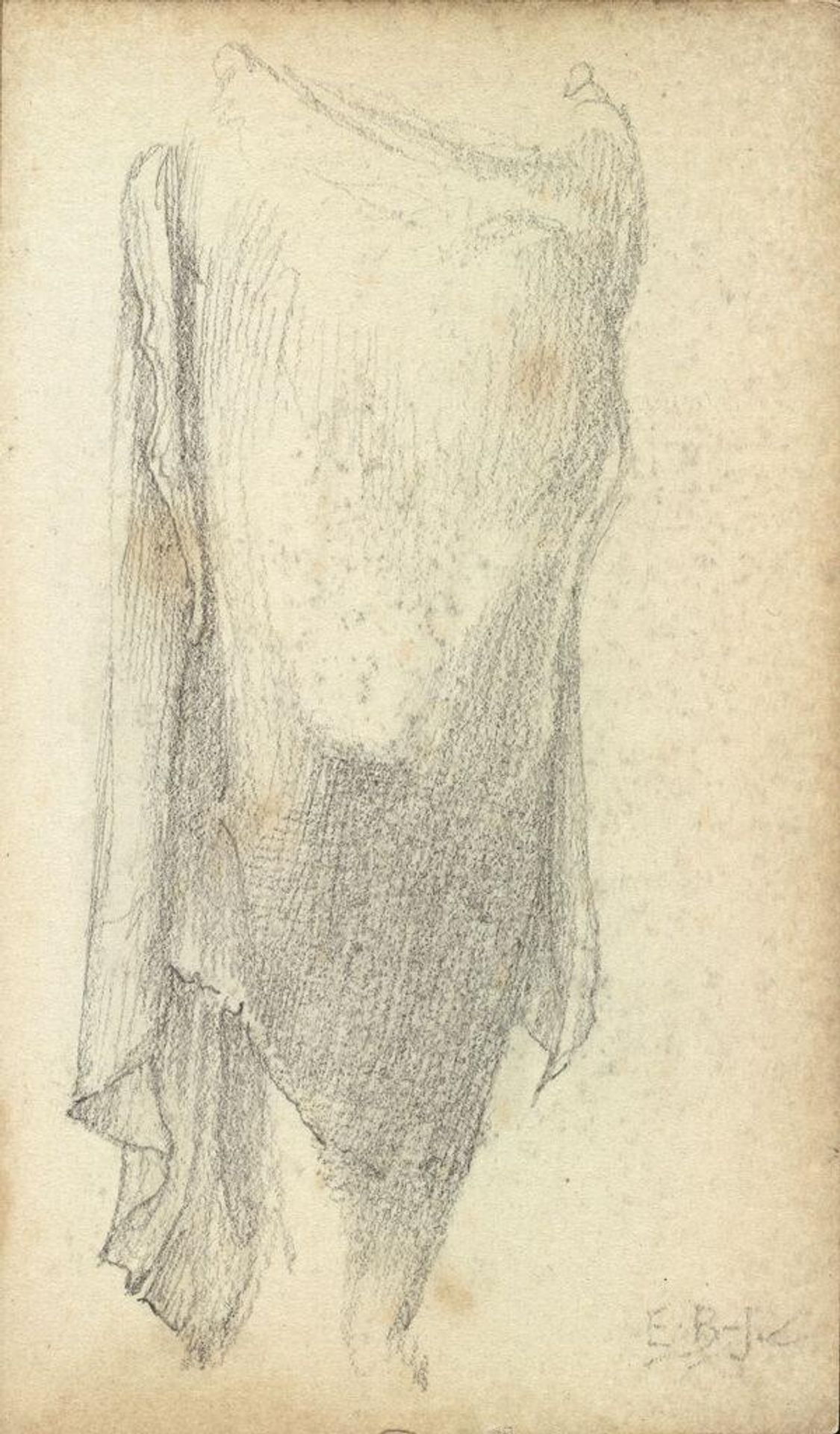Draped Figure, Lower Half; verso: blank page by Edward Burne-Jones
