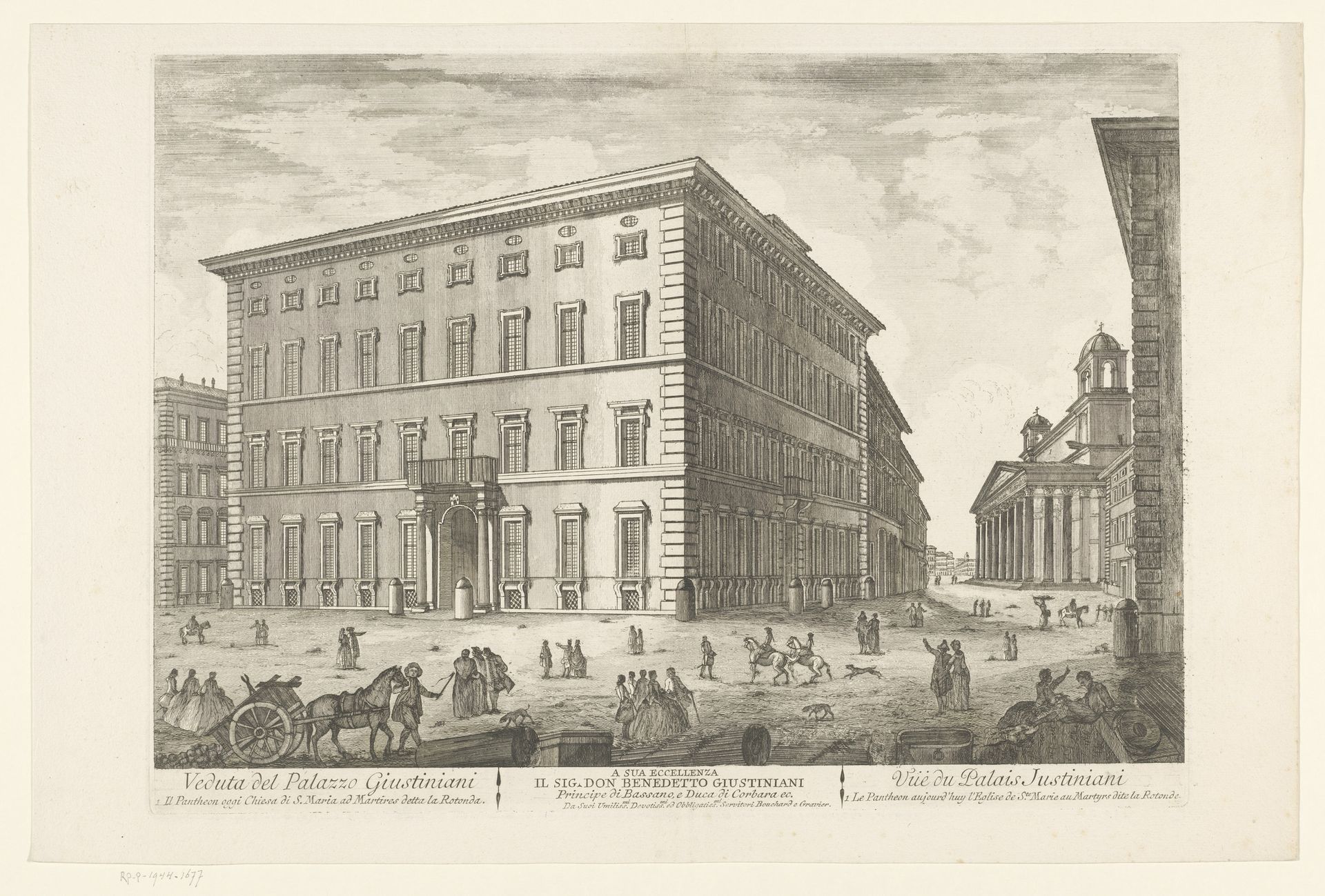 Gezicht op Palazzo Giustiniani, te Rome by Anonymous