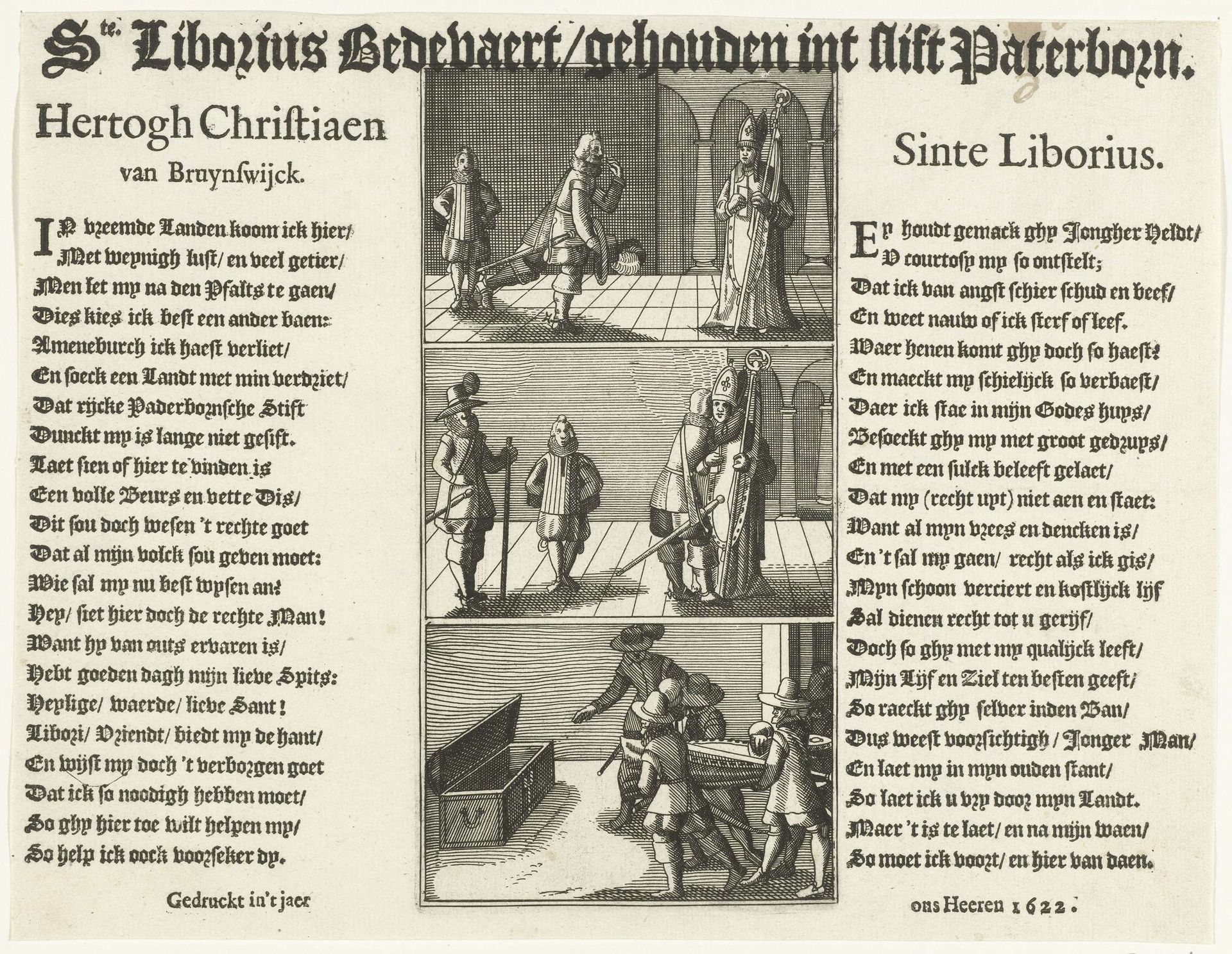 Het beeld van de heilige Liborius omgesmolten tot rijksdaalders, 1622 by Anonymous