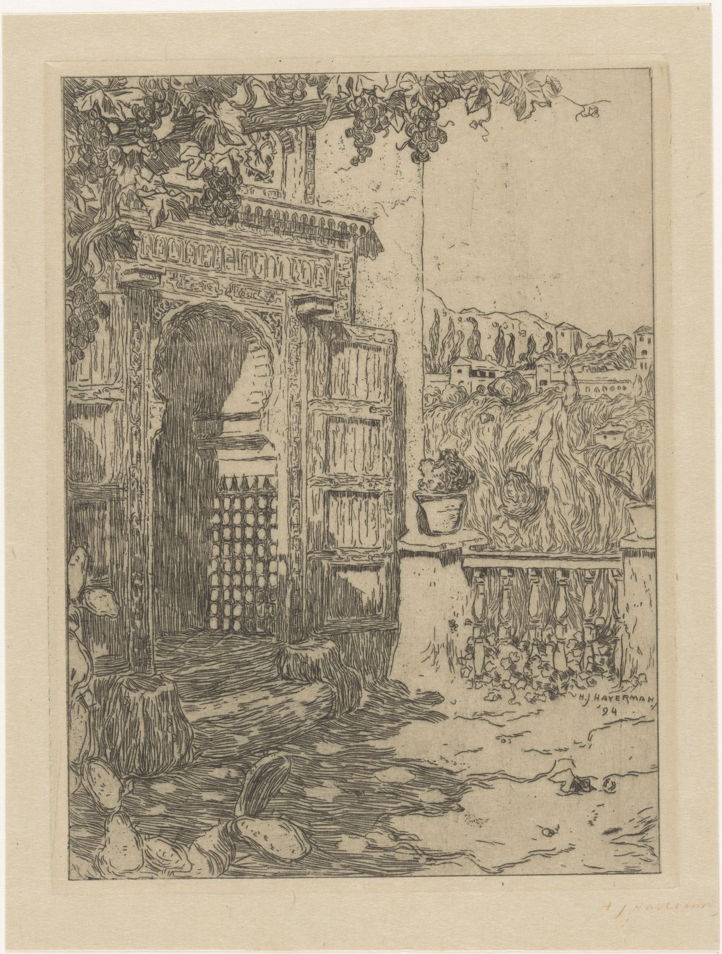 Ingang van een huis, mogelijk in Marokko by Hendrik Johannes Haverman