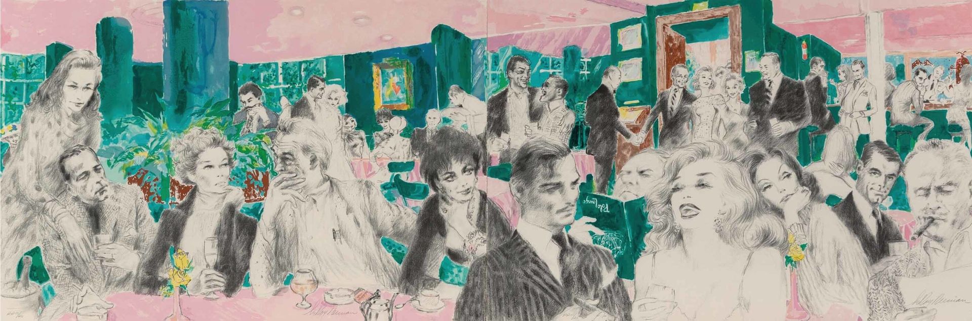 Polo Lounge, Diptych by LeRoy Neiman