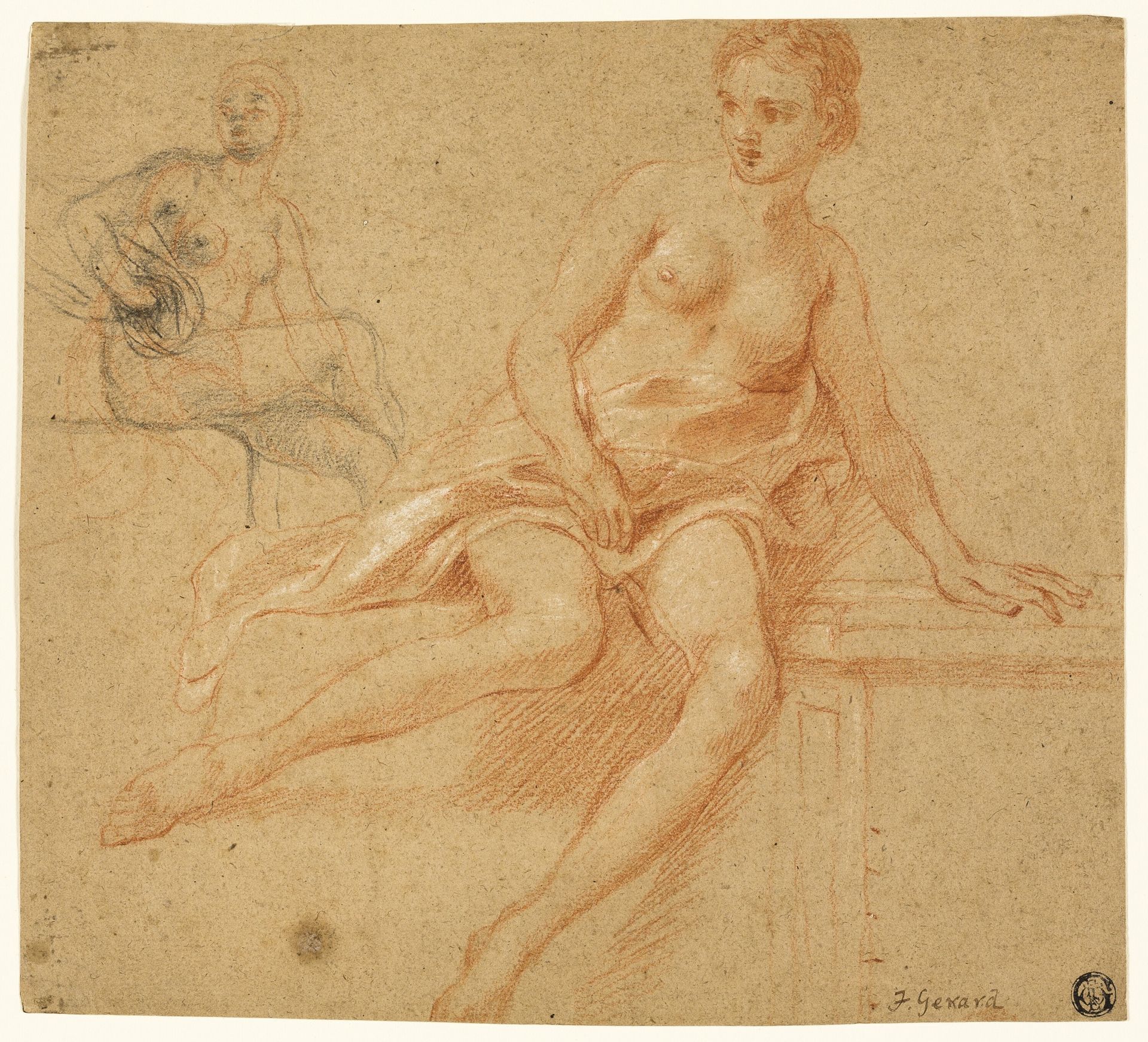 Two Sketches of Seated Female Nude by François Gérard