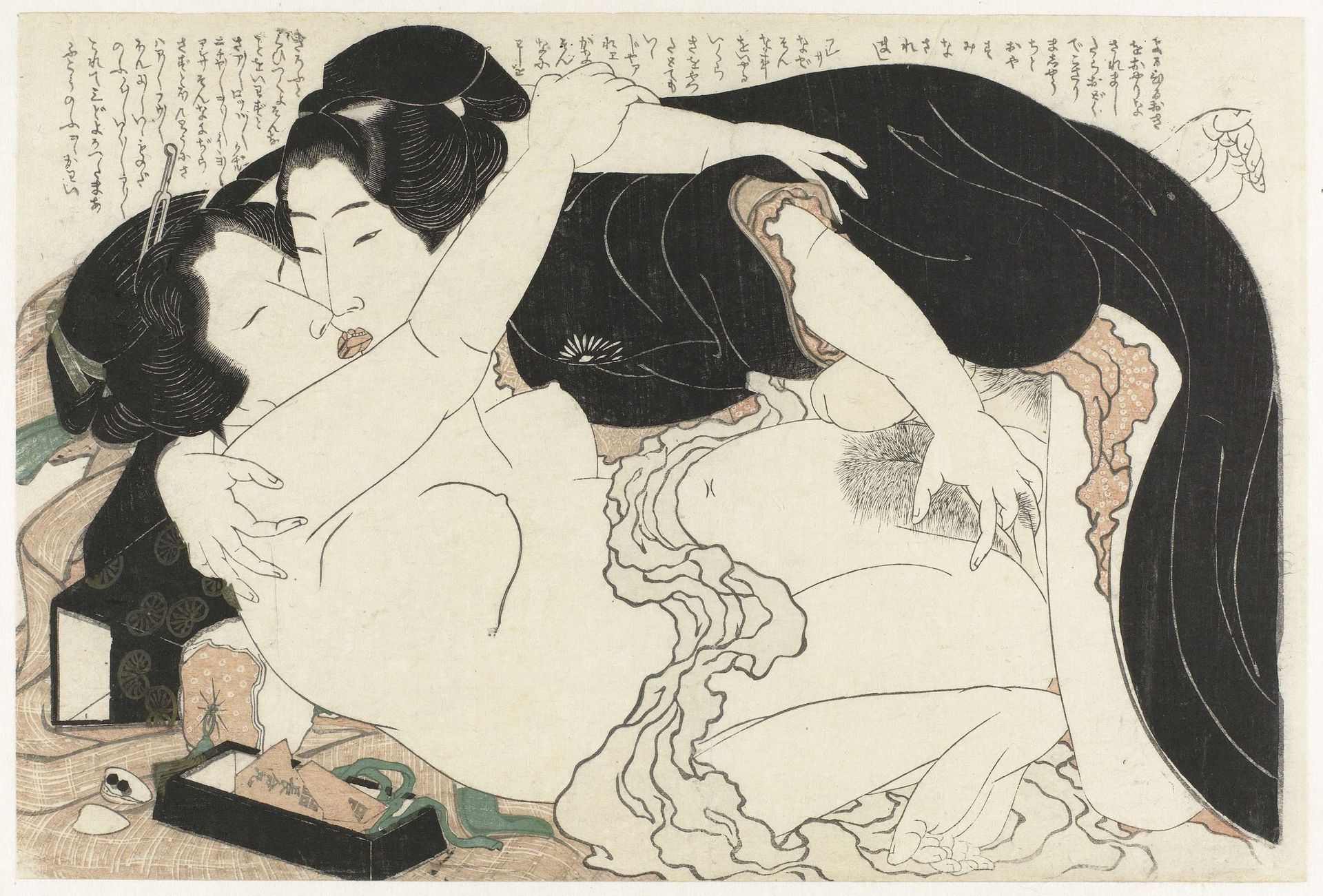 Weduwe en jongeman by Katsushika Hokusai