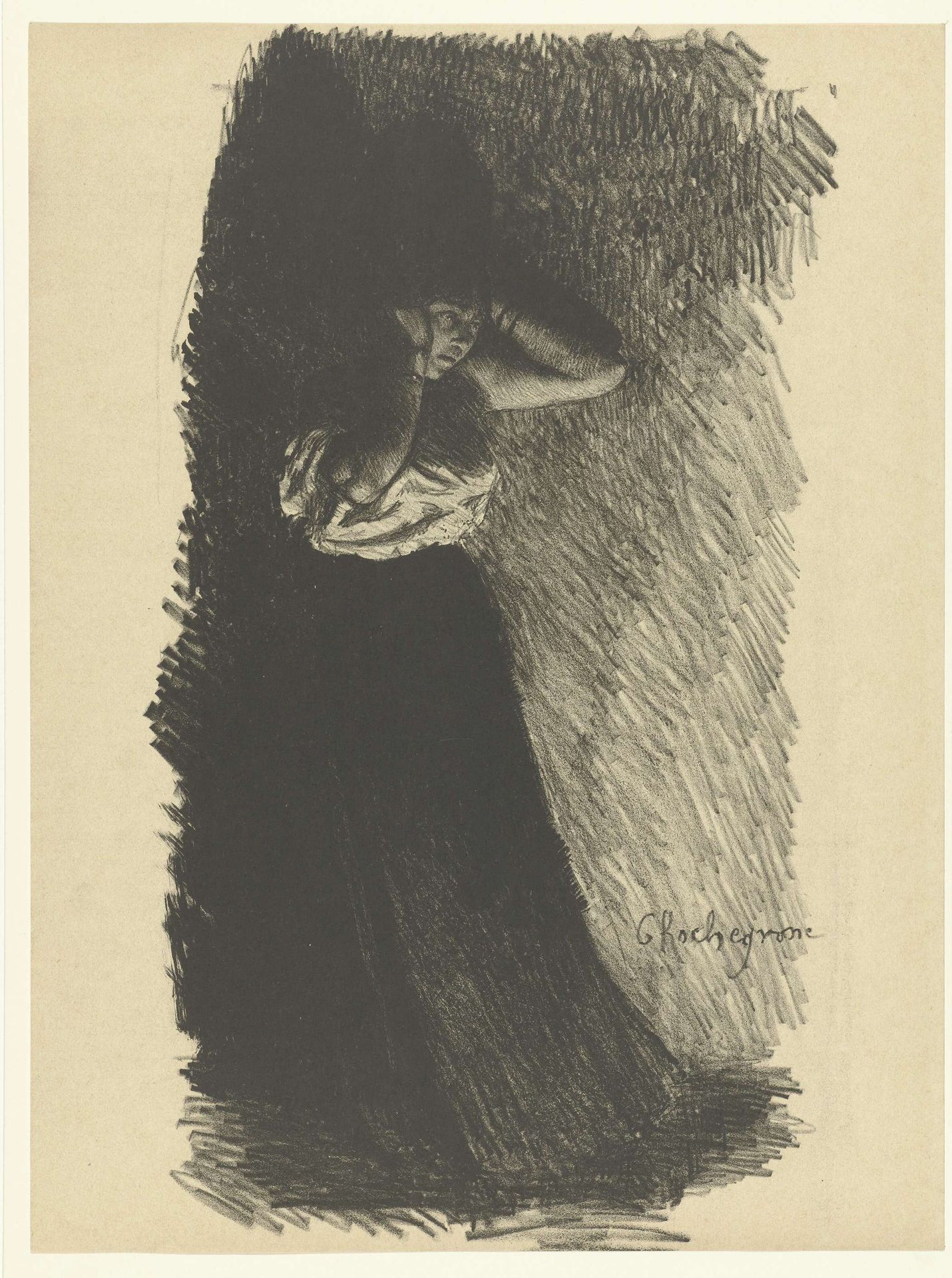 Staande vrouw met armen omhoog by Georges Rochegrosse