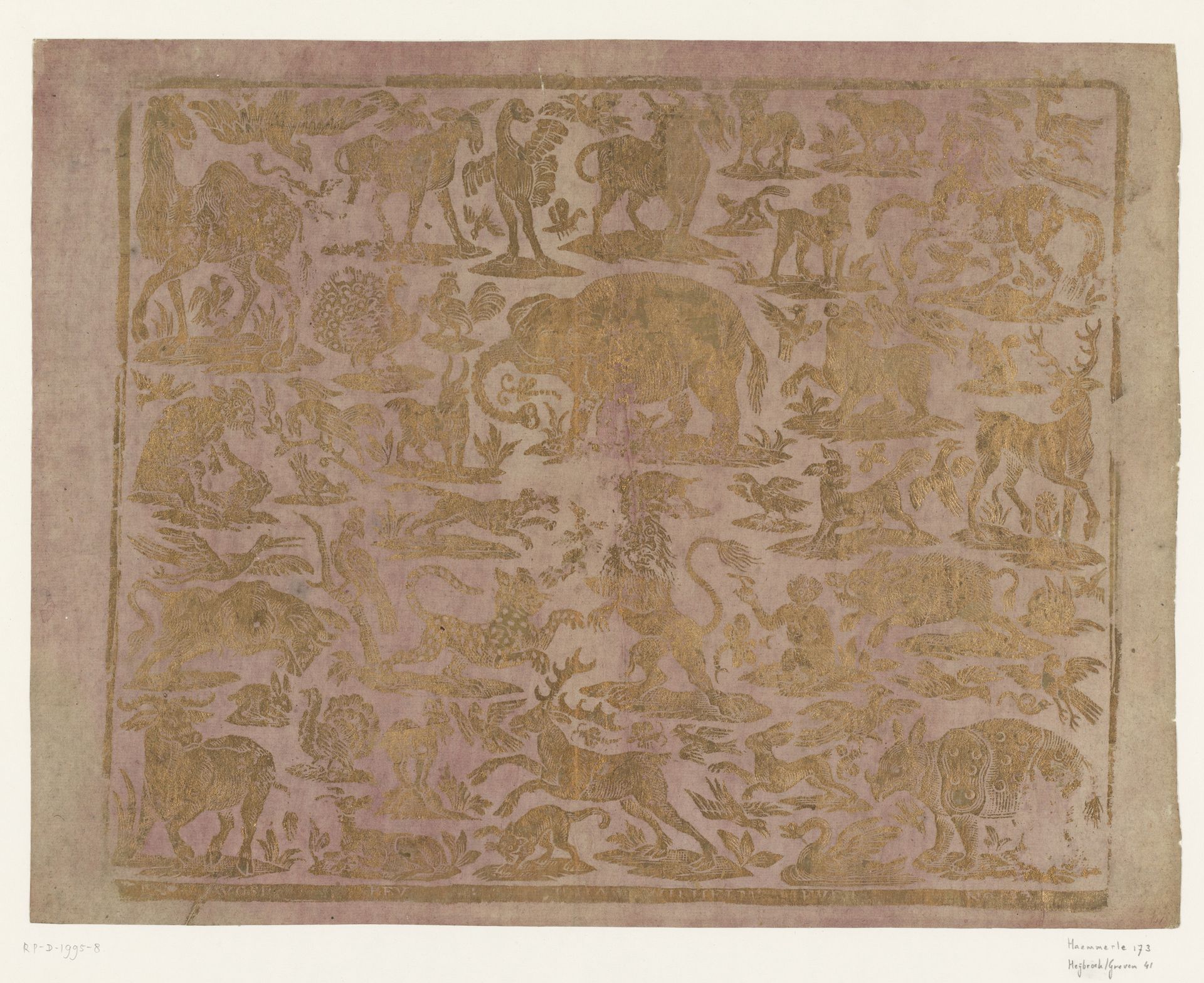 Blad met dieren by Johann Wilhelm Meyer