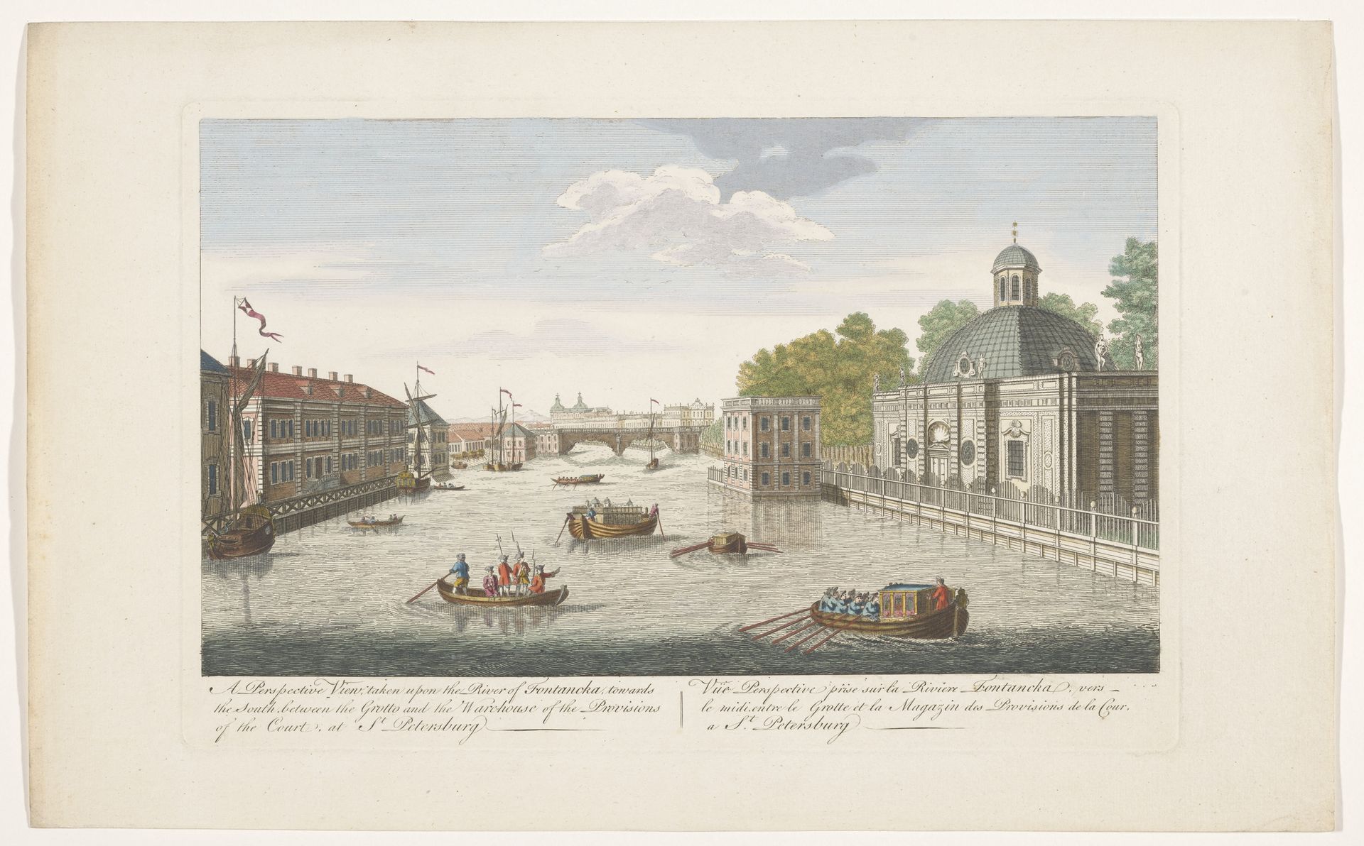 Gezicht op de rivier de Fontanka te Sint-Petersburg gezien vanaf de noordzijde by Robert Sayer