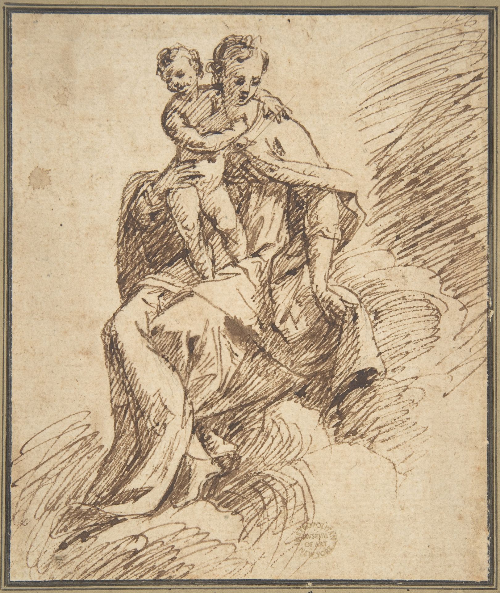 Madonna and Child on Clouds by Anonymous