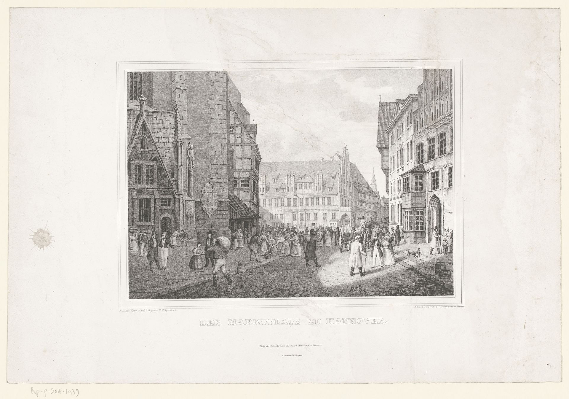Gezicht op de markt van Hannover by Rudolph Wiegmann