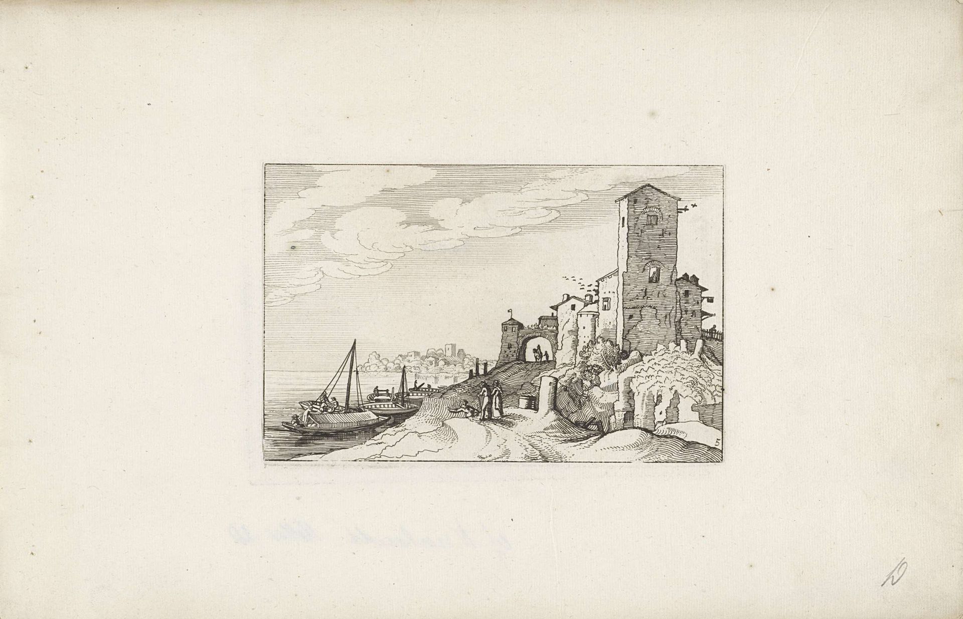 Toren en poort aan de kust by Claes Jansz. Visscher