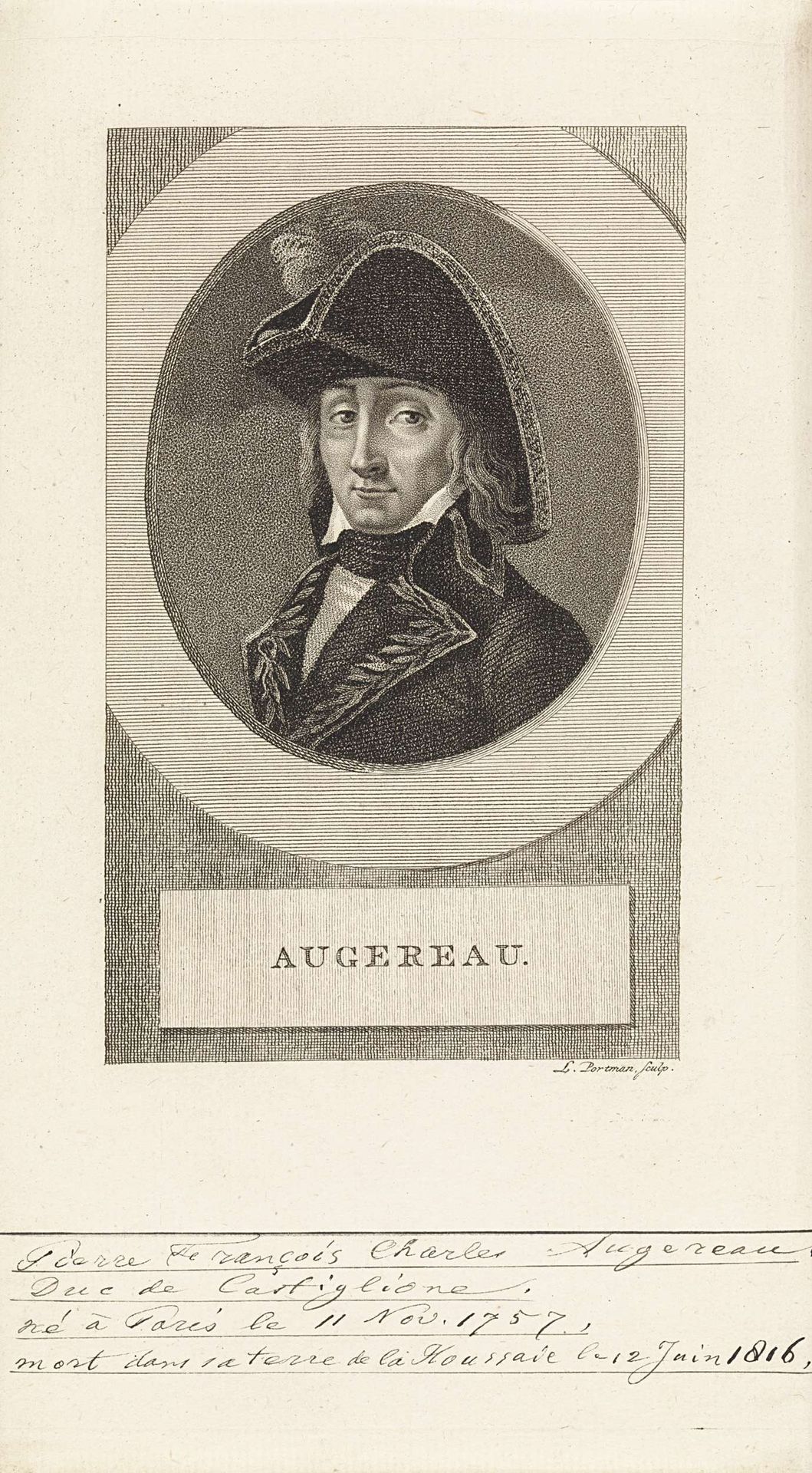 Portret van Pierre François Charles Augereau, maarschalk van Frankrijk by Ludwig Gottlieb Portman