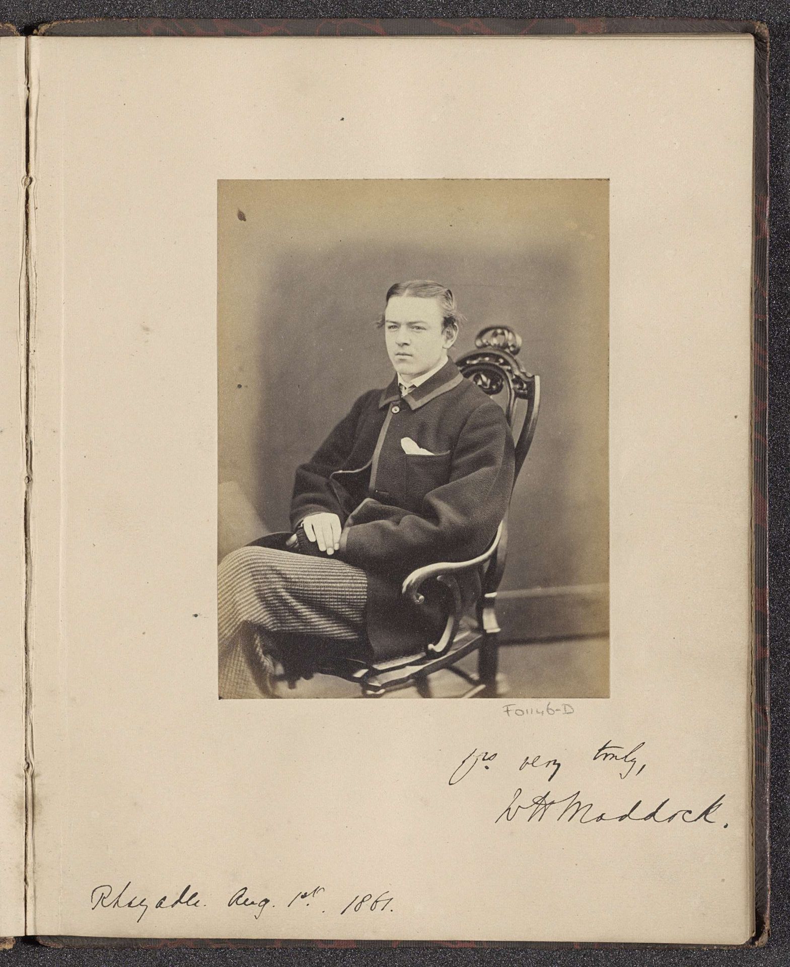 Portret van W.H. Maddock, student in Oxford by J. Bagnall Evans