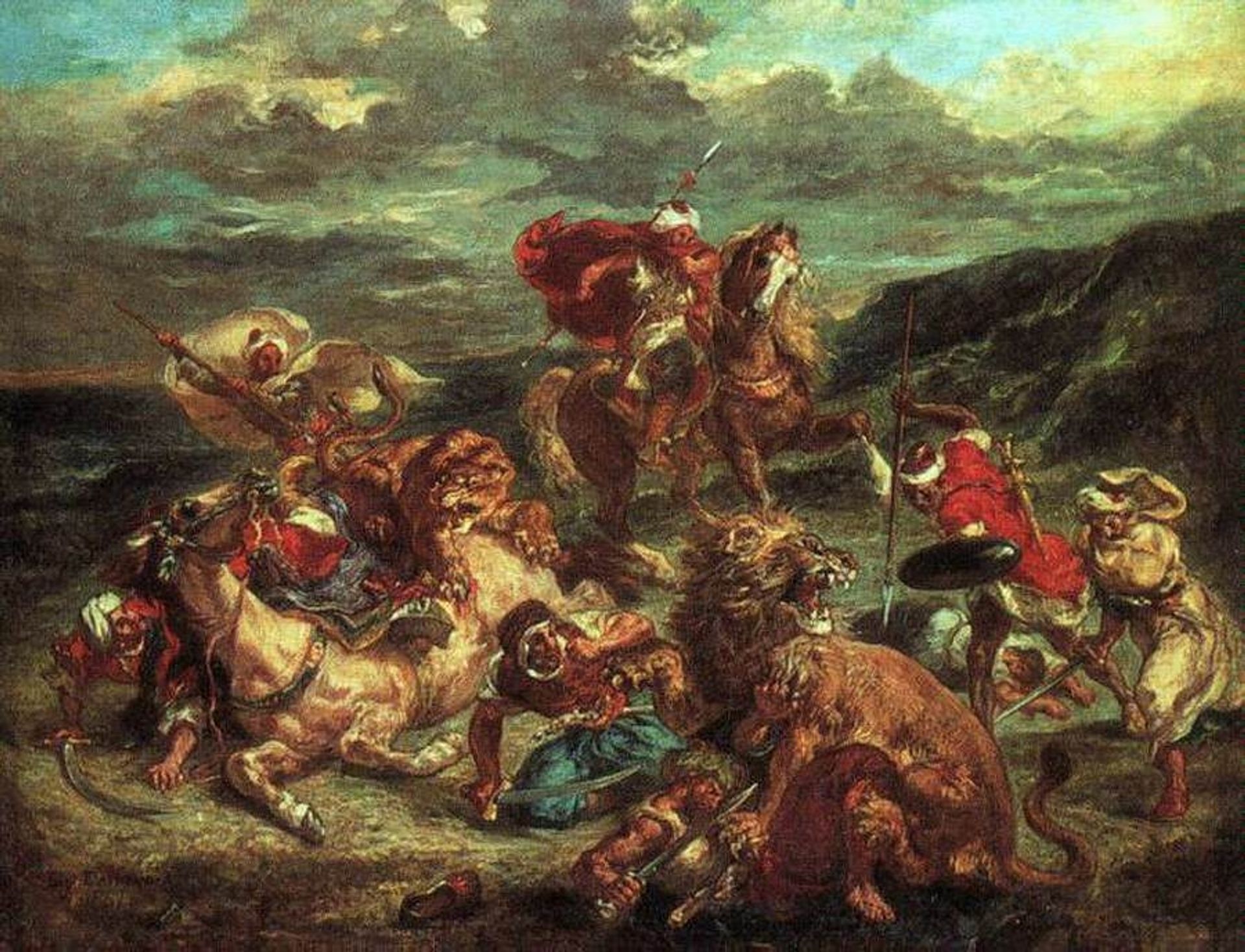 Lion Hunt by Eugène Delacroix