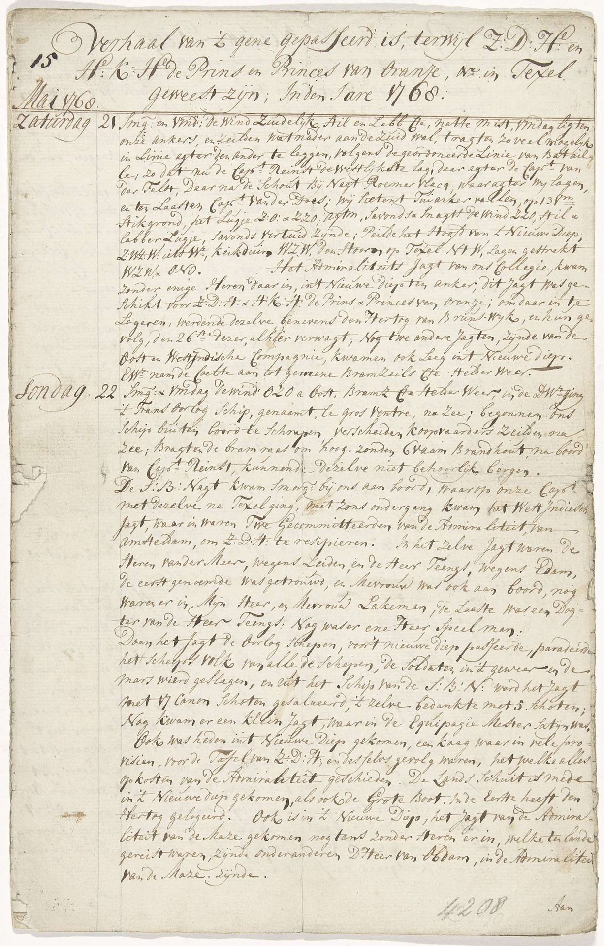 Verslag van het verblijf van Willem V en Wilhelmina van Pruisen op Texel, 1768 by Anonymous