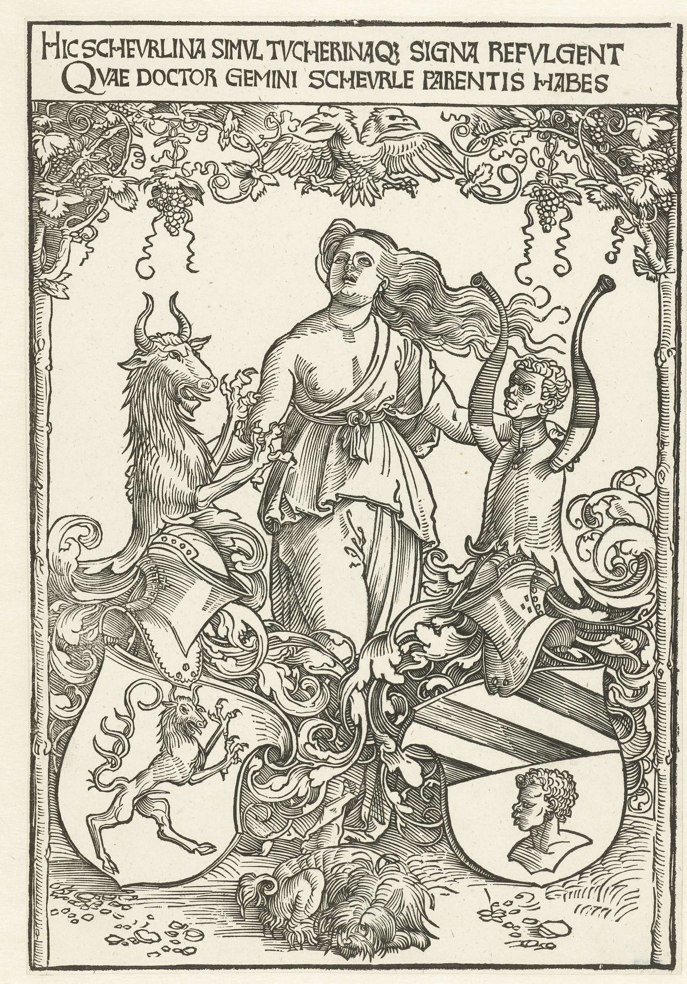 Wapens van de families Scheurl en Tucher by Albrecht Durer