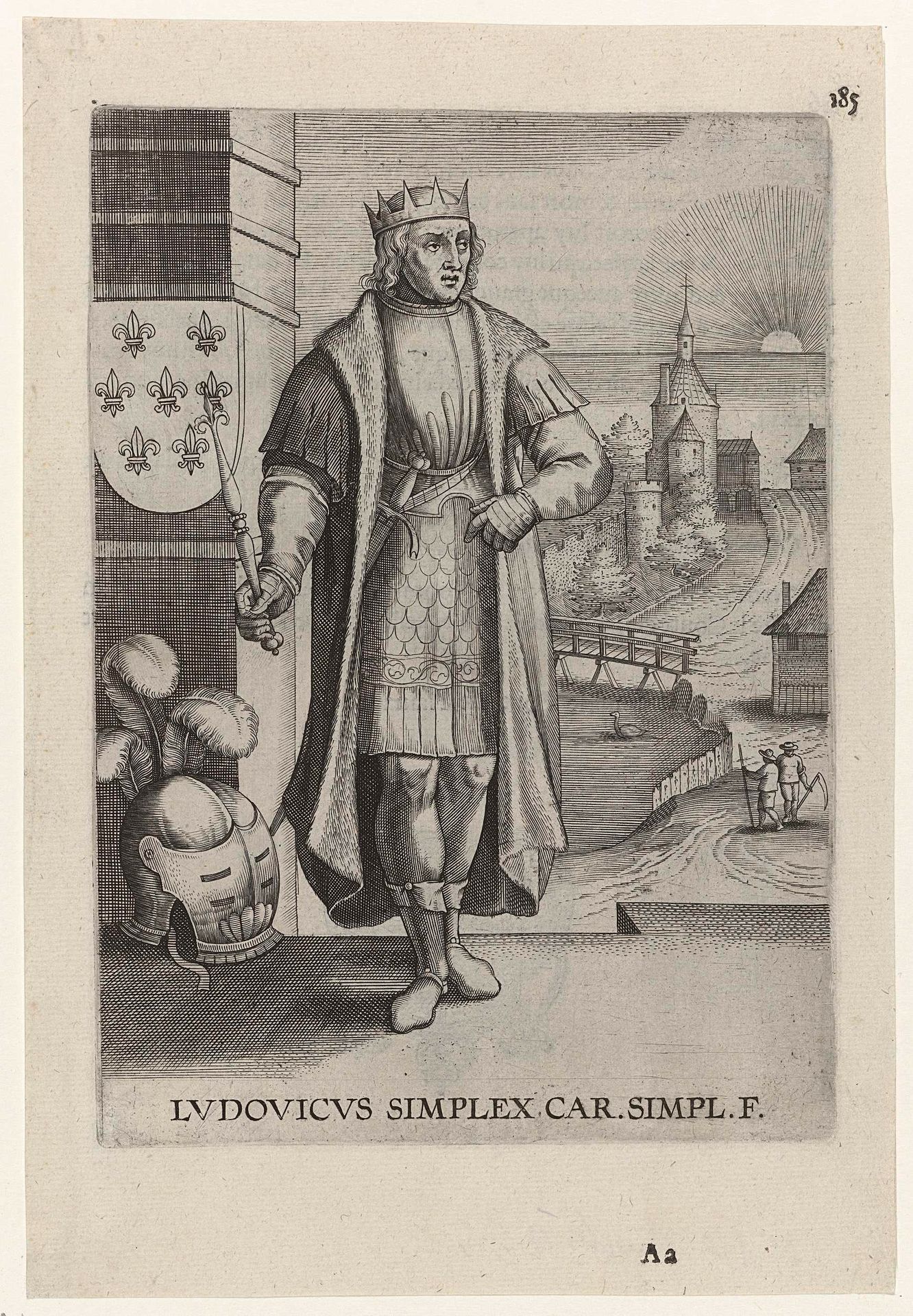 Portret van Lodewijk de Eenvoudige by Philips Galle