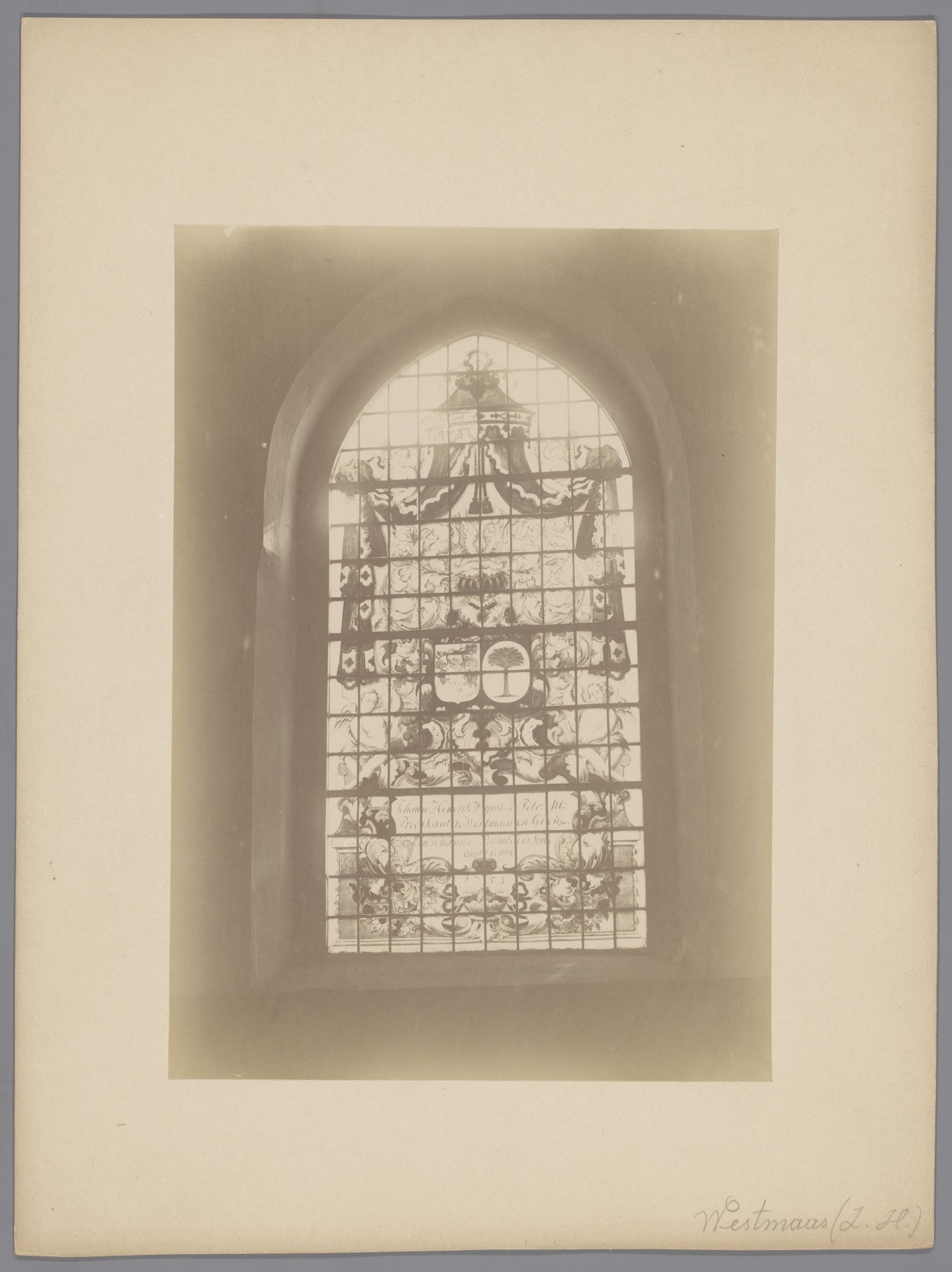 Geschilderd raam in de Hervormde Kerk te Westmaas by anoniem (Monumentenzorg)