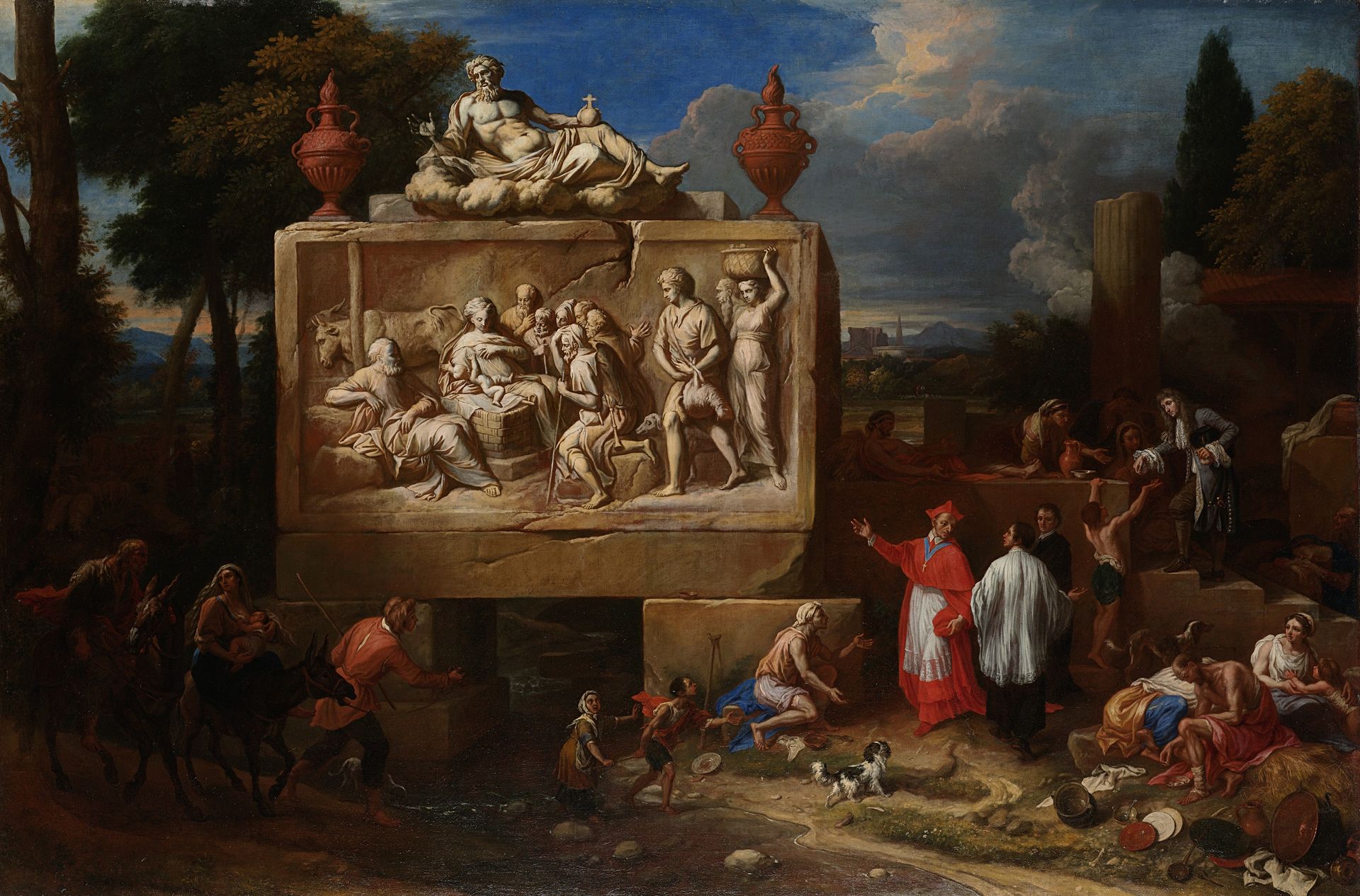 Fantasy landscape with St Charles Borromeo by Henry Ferguson