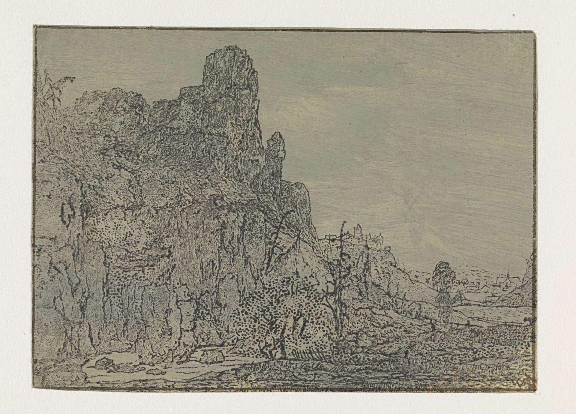 Landscape with a Steep Cliff, Small Version by Hercules Segers