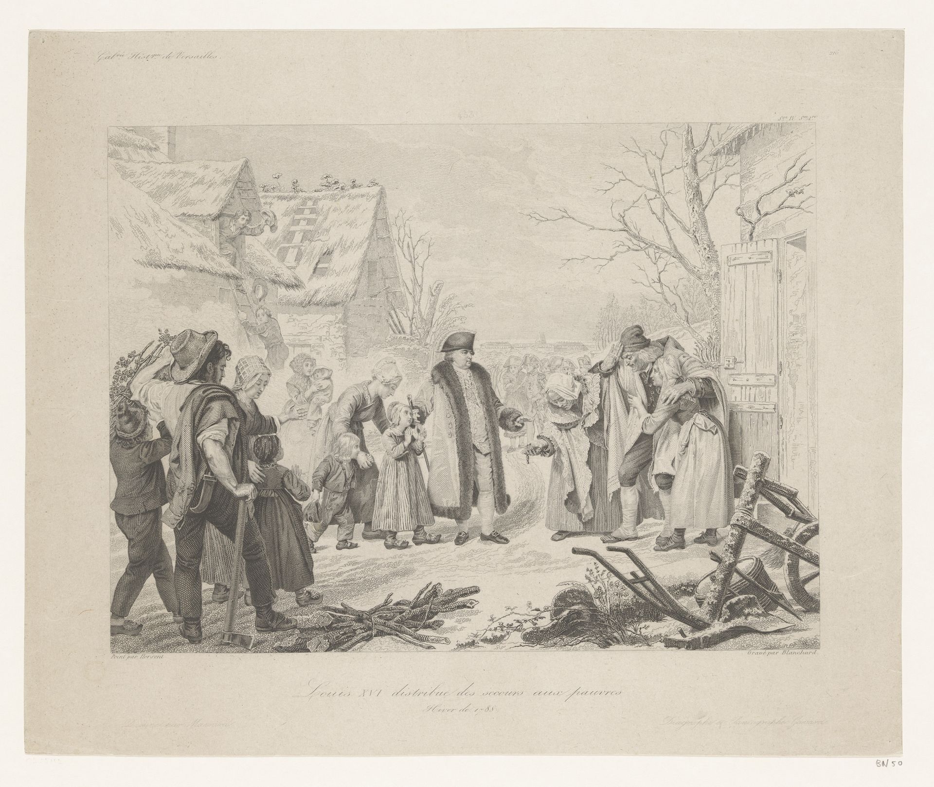 Lodewijk XVI op bezoek in een arme wijk by Auguste Thomas Marie Blanchard
