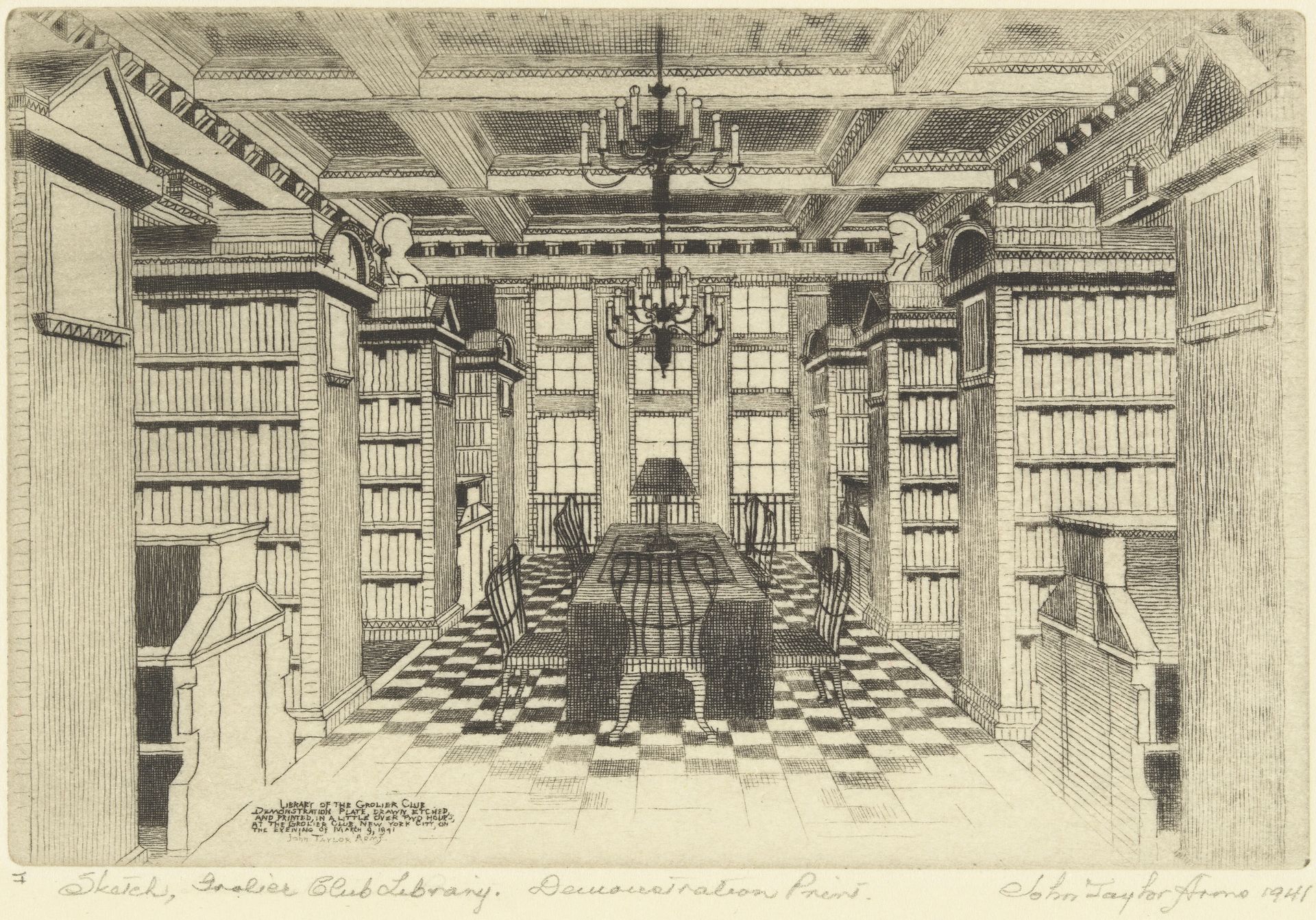 The Grolier Club Library (Sketch) by John Taylor Arms