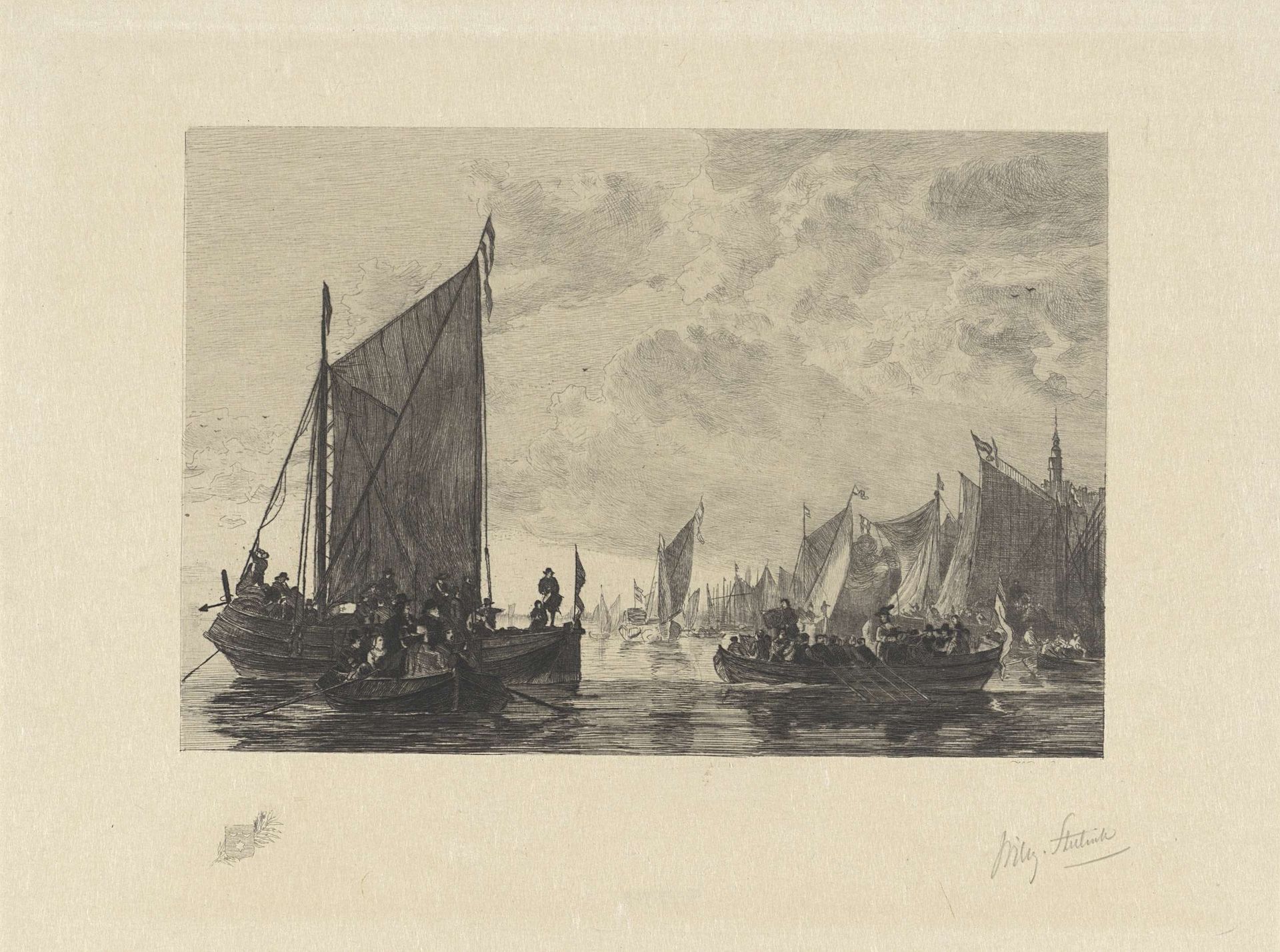 Maasgezicht bij Dordrecht by Willem (II) Steelink