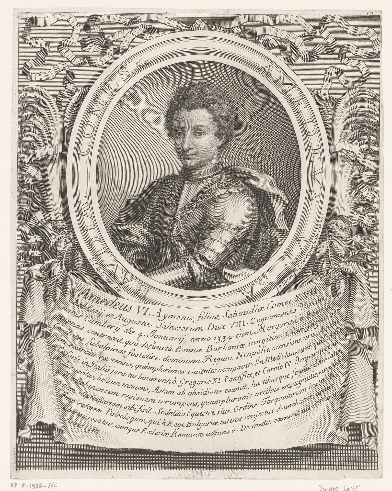 Portret van Amadeus VI van Savoye by Pierre François Giffart