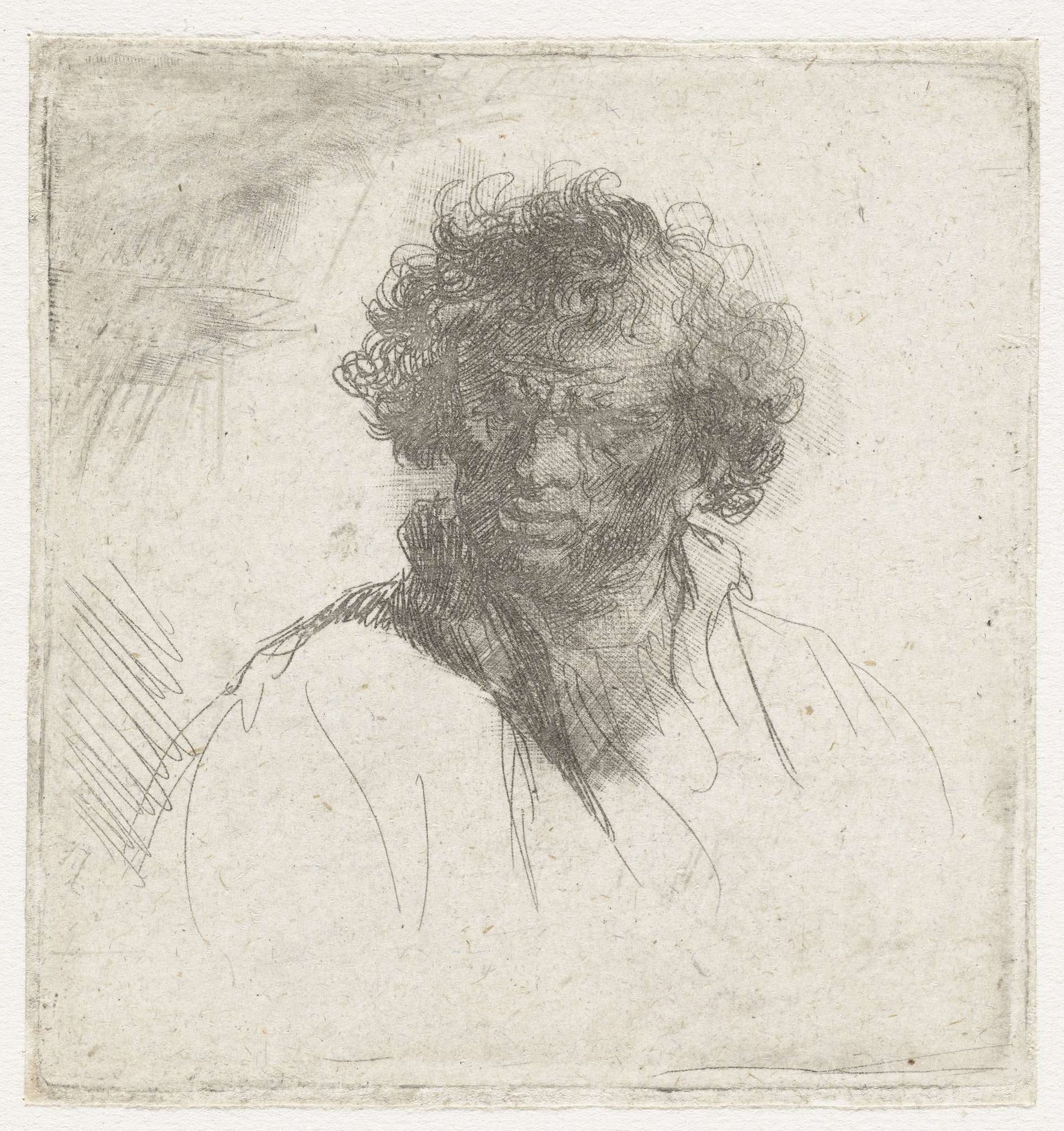 Buste van man met vertrokken gezicht by Ferdinand Bol