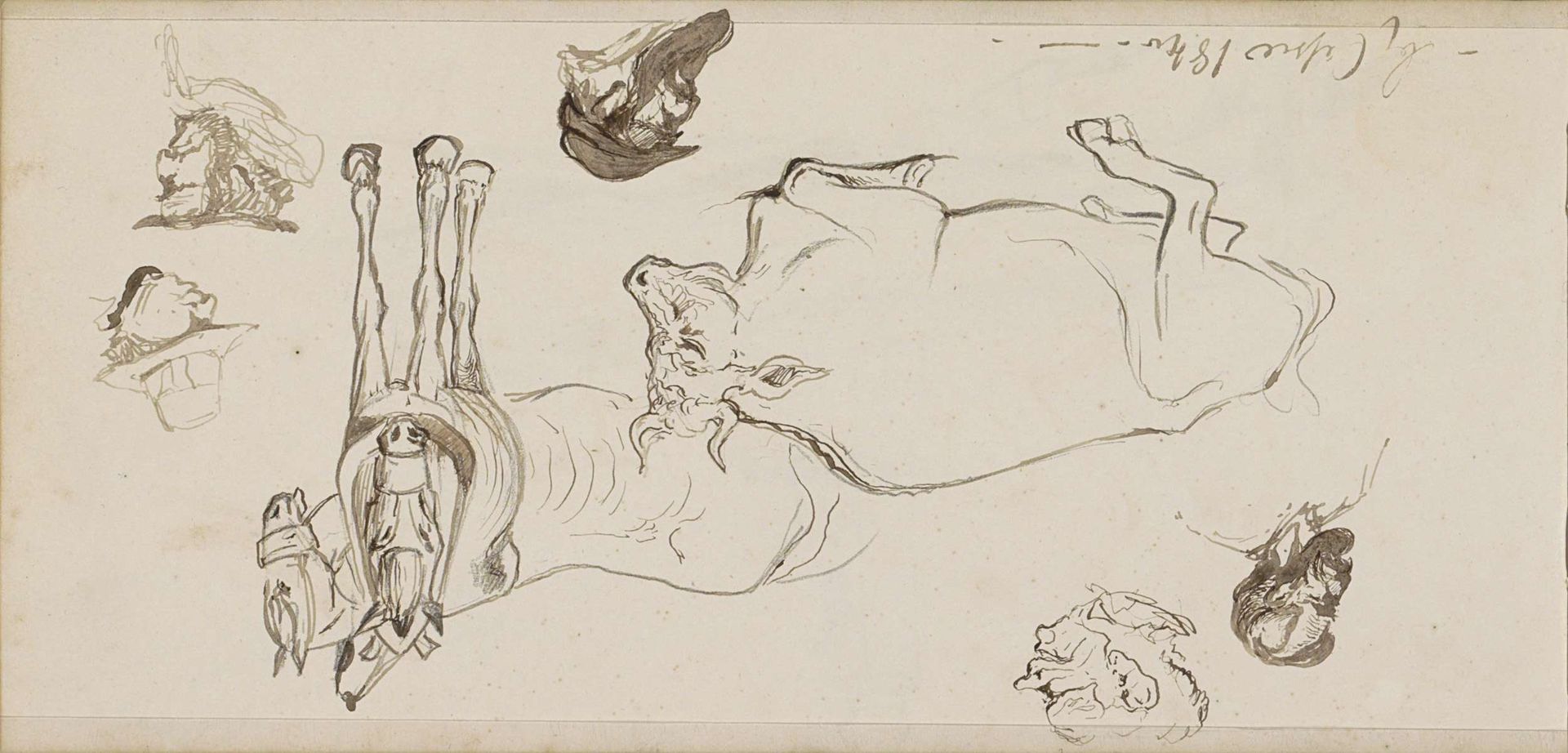 Mannenkoppen, koe en paarden by Johannes Tavenraat