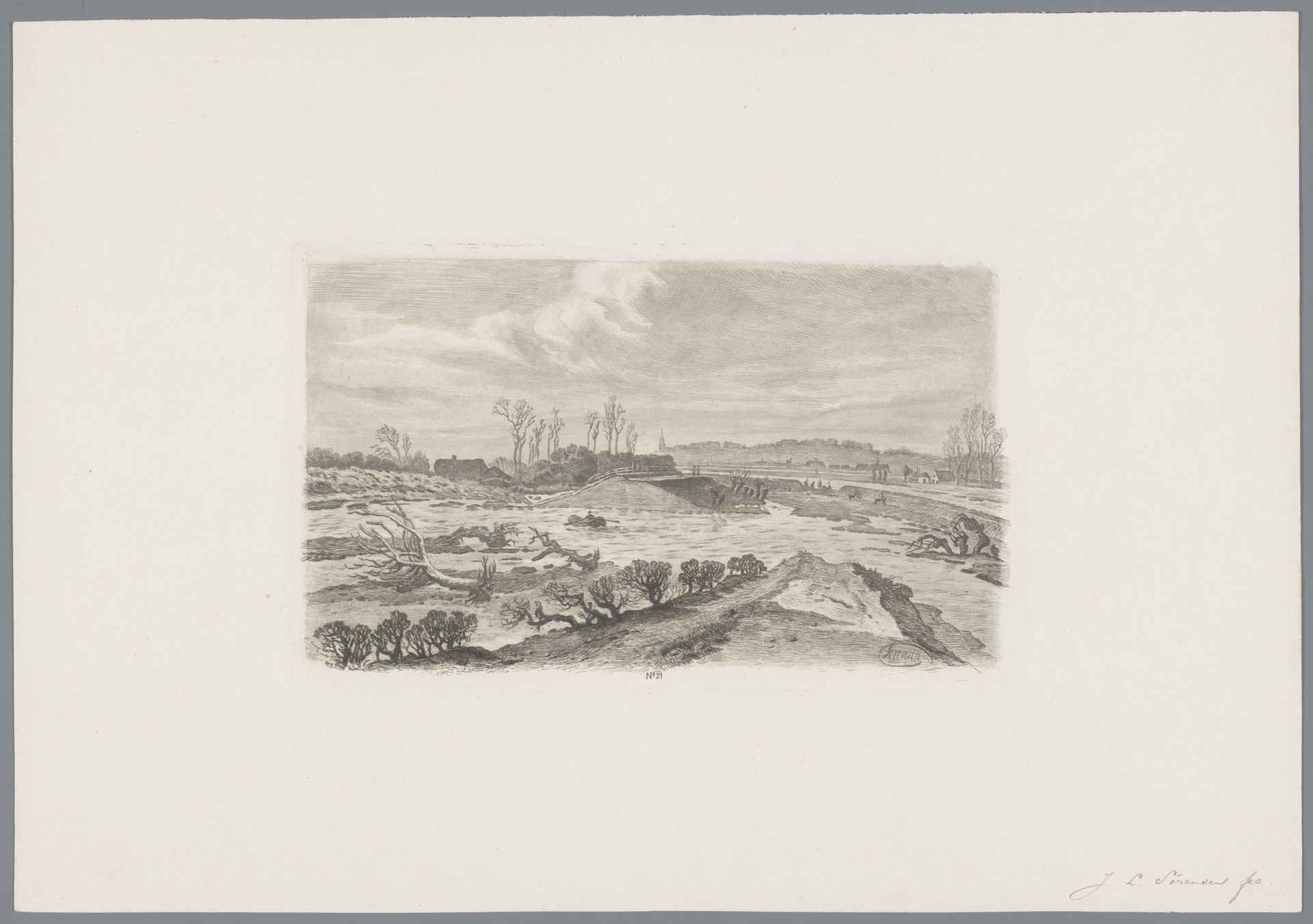 Dijkdoorbraak bij Ingen, 1855 by Jacobus Sörensen