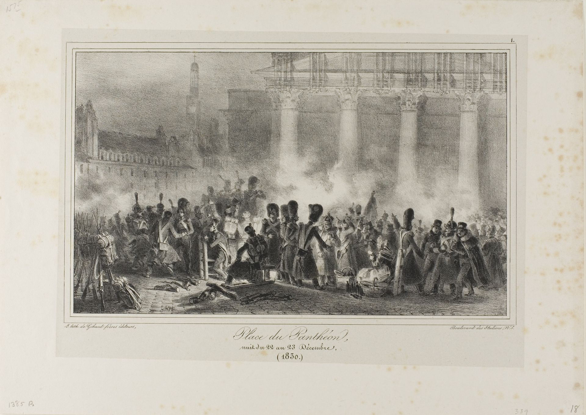 Place du Pantheon, Night of December 22 to 23, 1830 by Auguste Raffet