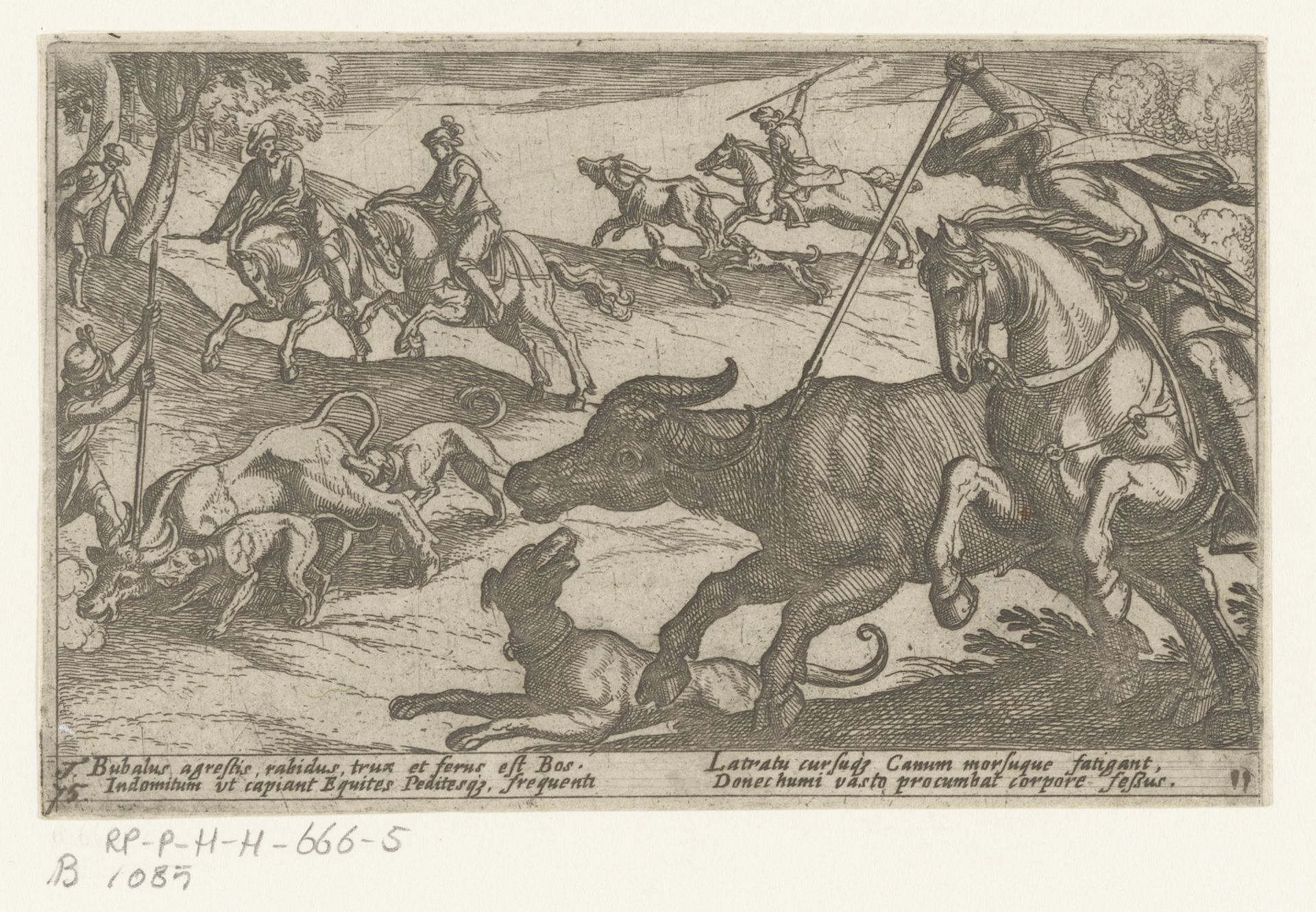 Jacht op wilde ossen by Antonio Tempesta