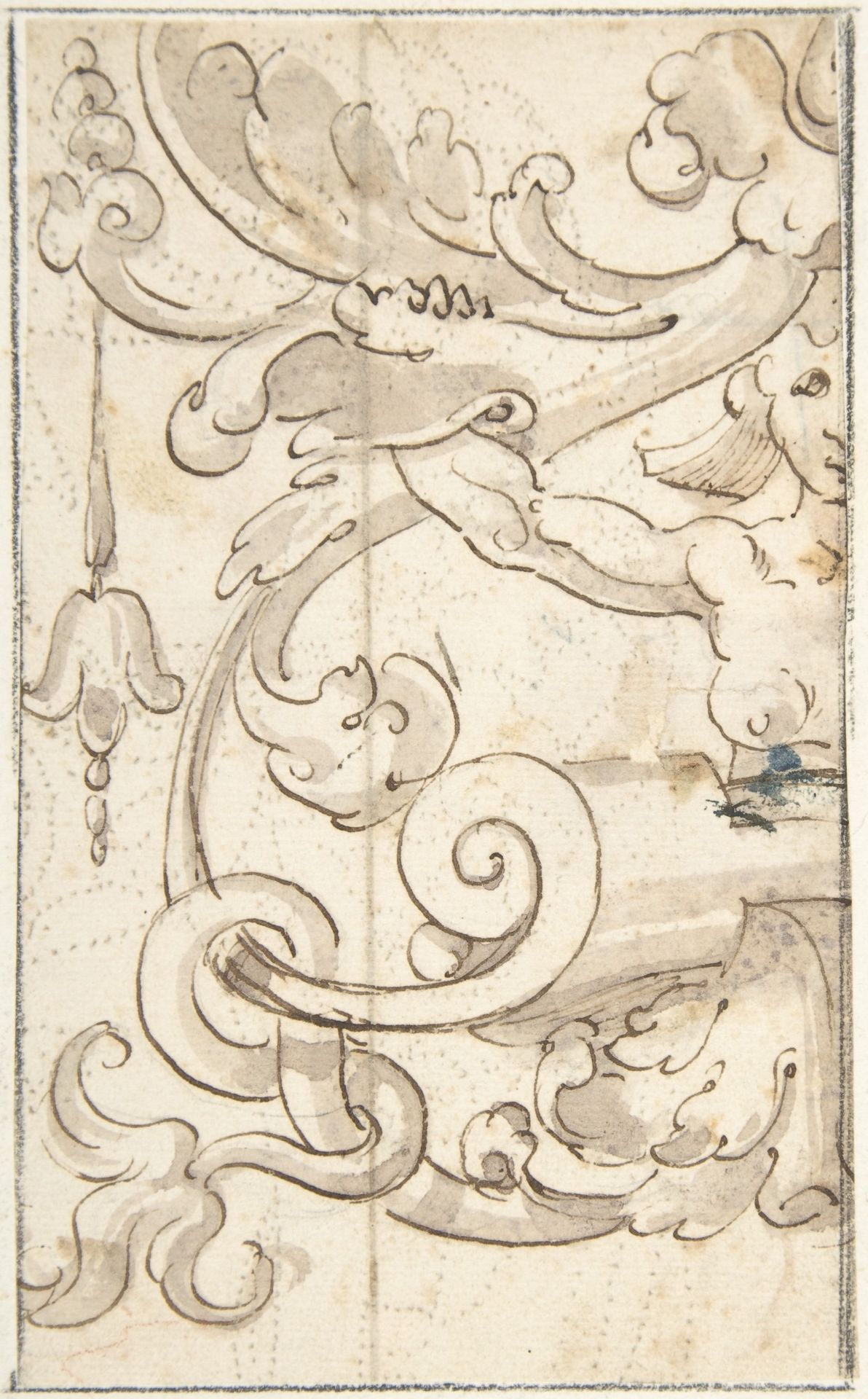 Fragment of Ornamental Drawing after the Antique; Half-harpy with Acanthus Rinceaux by Andrés de Melgar