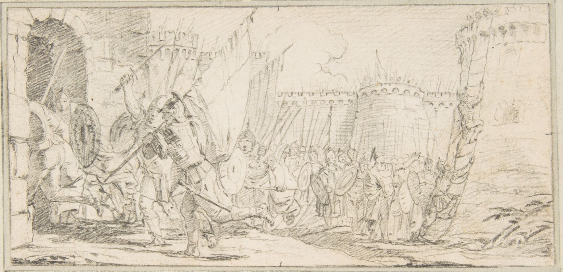 Illustration for a Book:  Soldiers Storming a City by Giovanni Battista Tiepolo