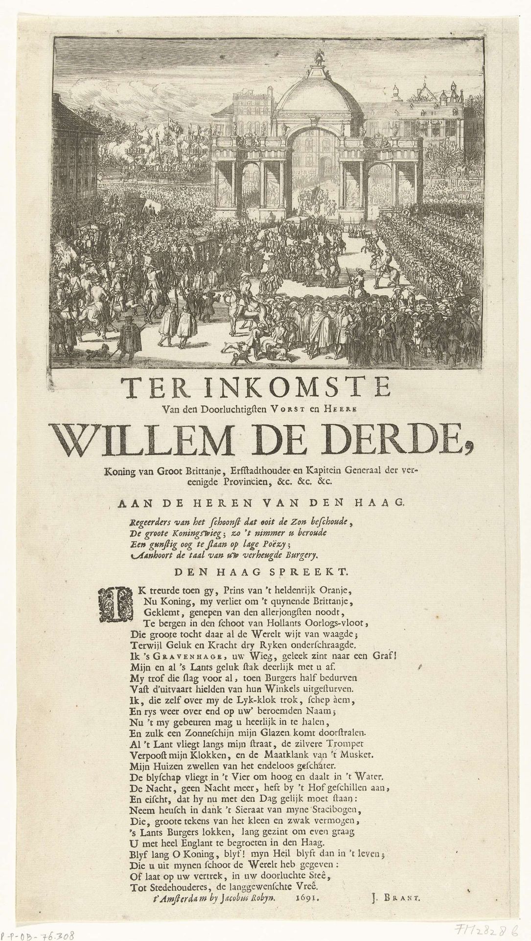 Intocht van koning Willem III te Den Haag, 1691 by Laurens Scherm